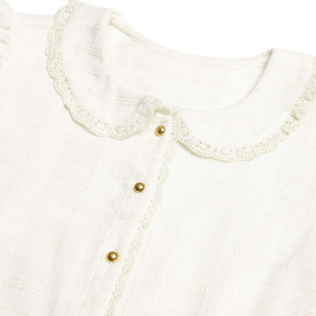 Scallop Collar and Placket Blouse Sanaita