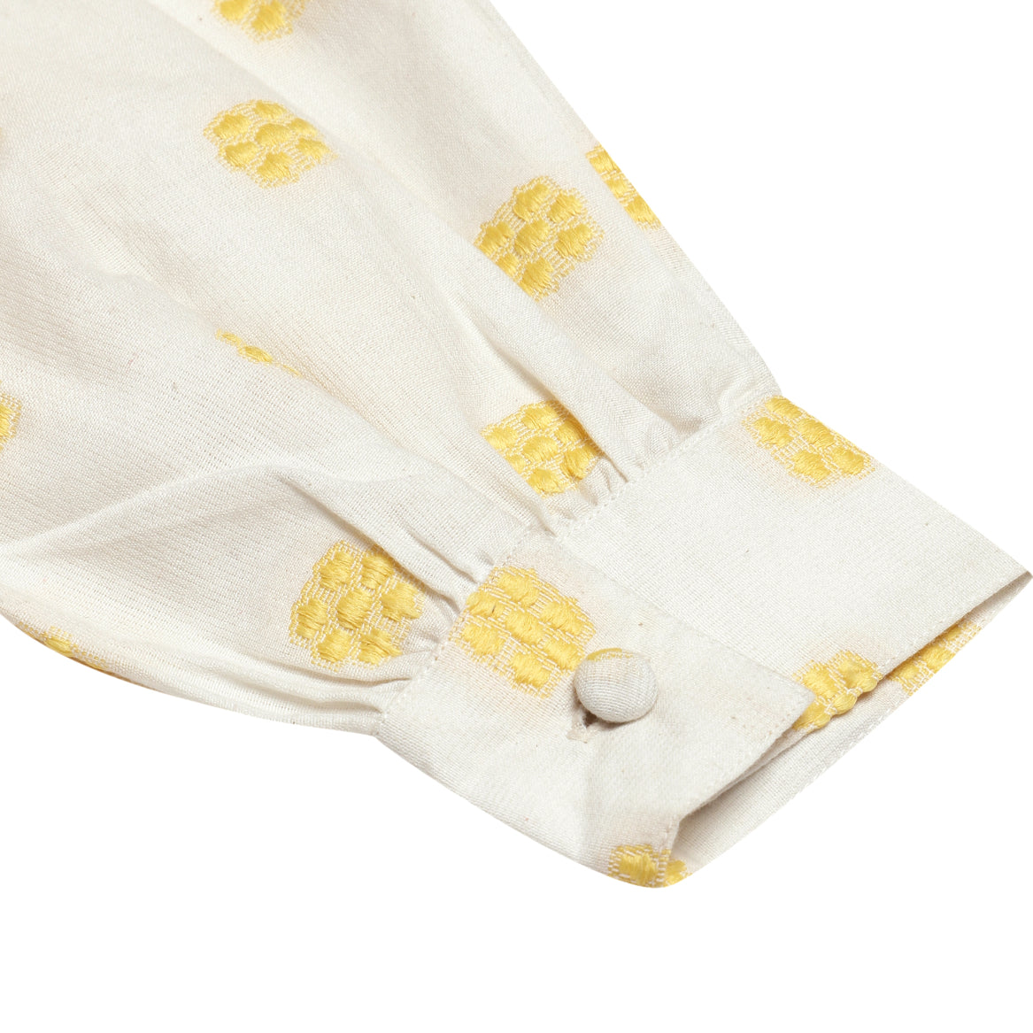 Yellow Floral Dobby Buttoned Blouse Sanaita
