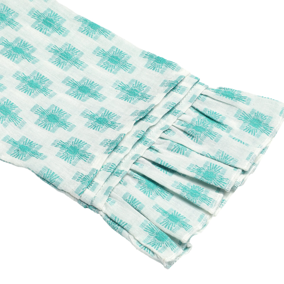 Green Diamond Jacquard Blouse Sanaita