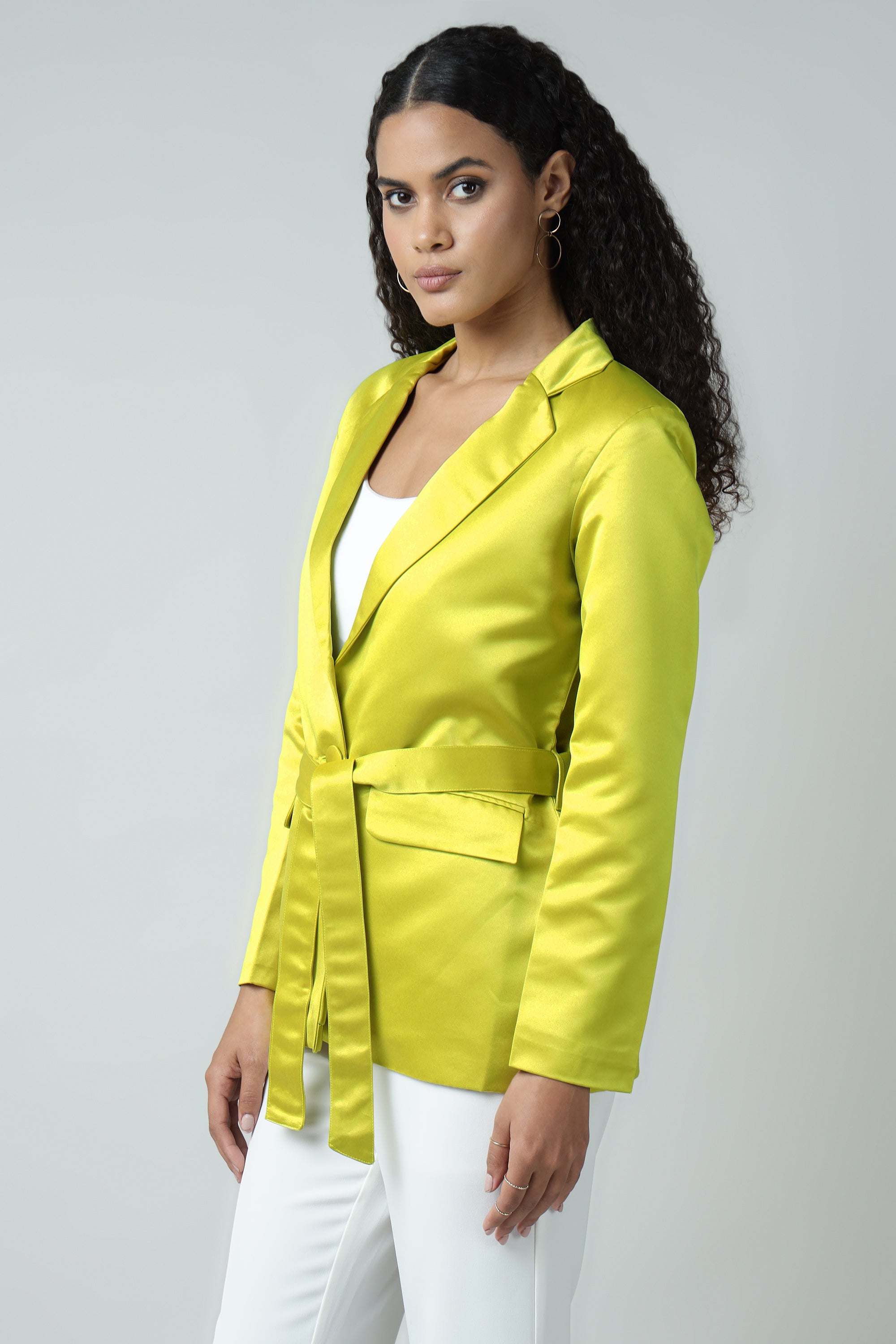 Shine Cocktail Yellow Belted Blazer Sanaita