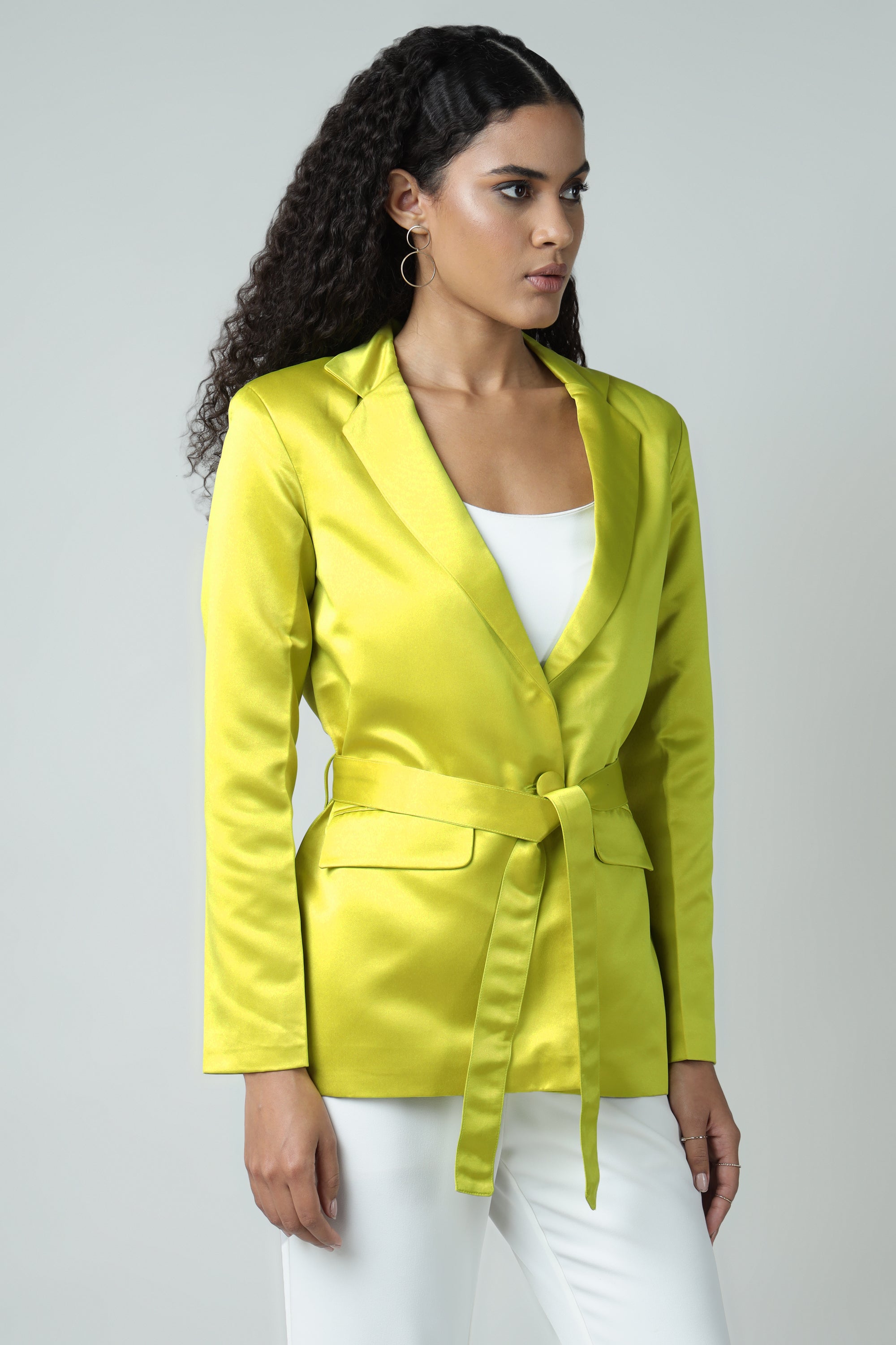Shine Cocktail Yellow Belted Blazer Sanaita