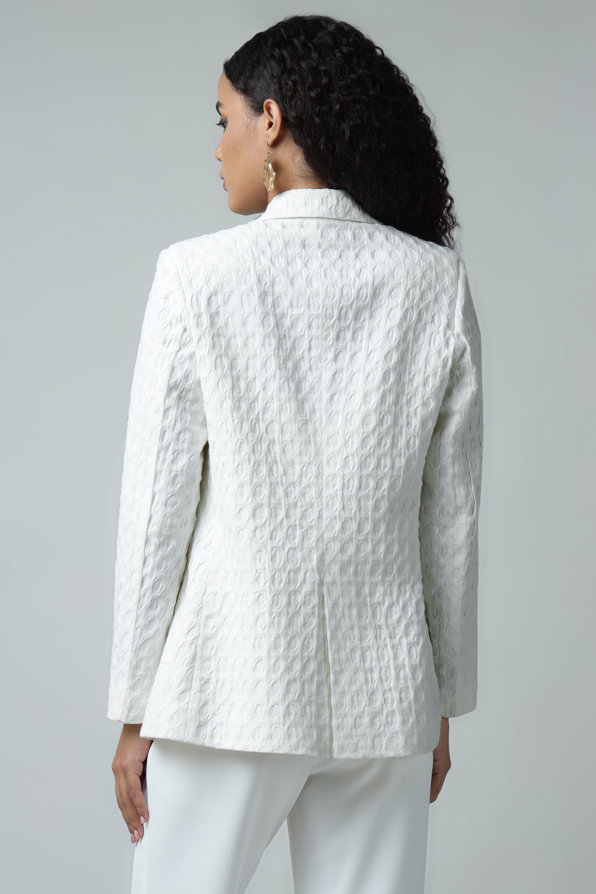 White Premium Textured Blazer Sanaita