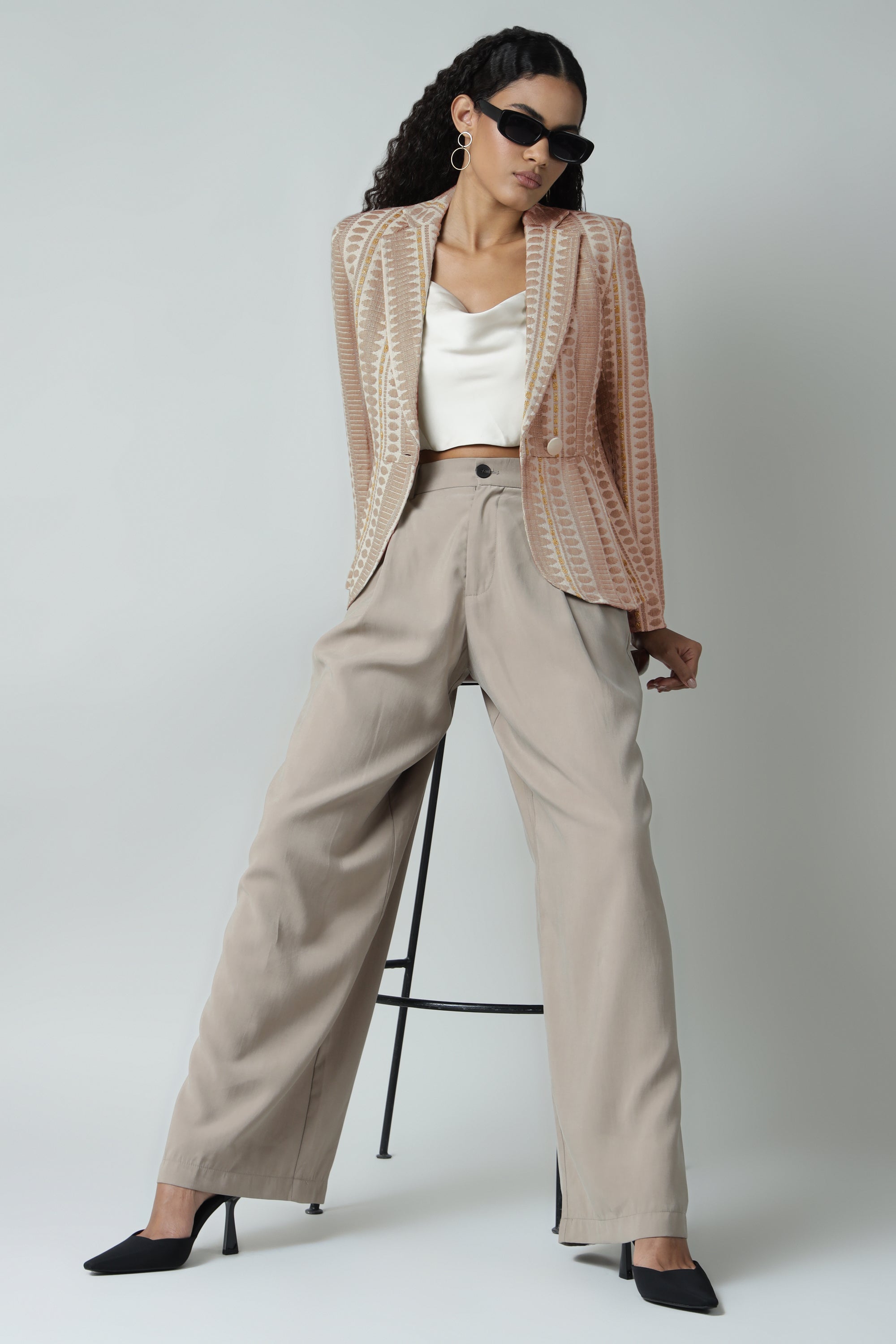 Peplum Jacquard Blazer Sanaita