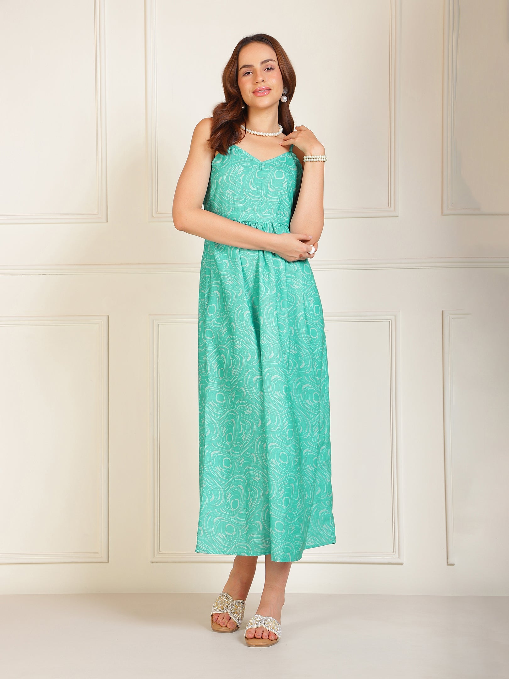 Blue Floral Printed Strappy Dress Sanaita