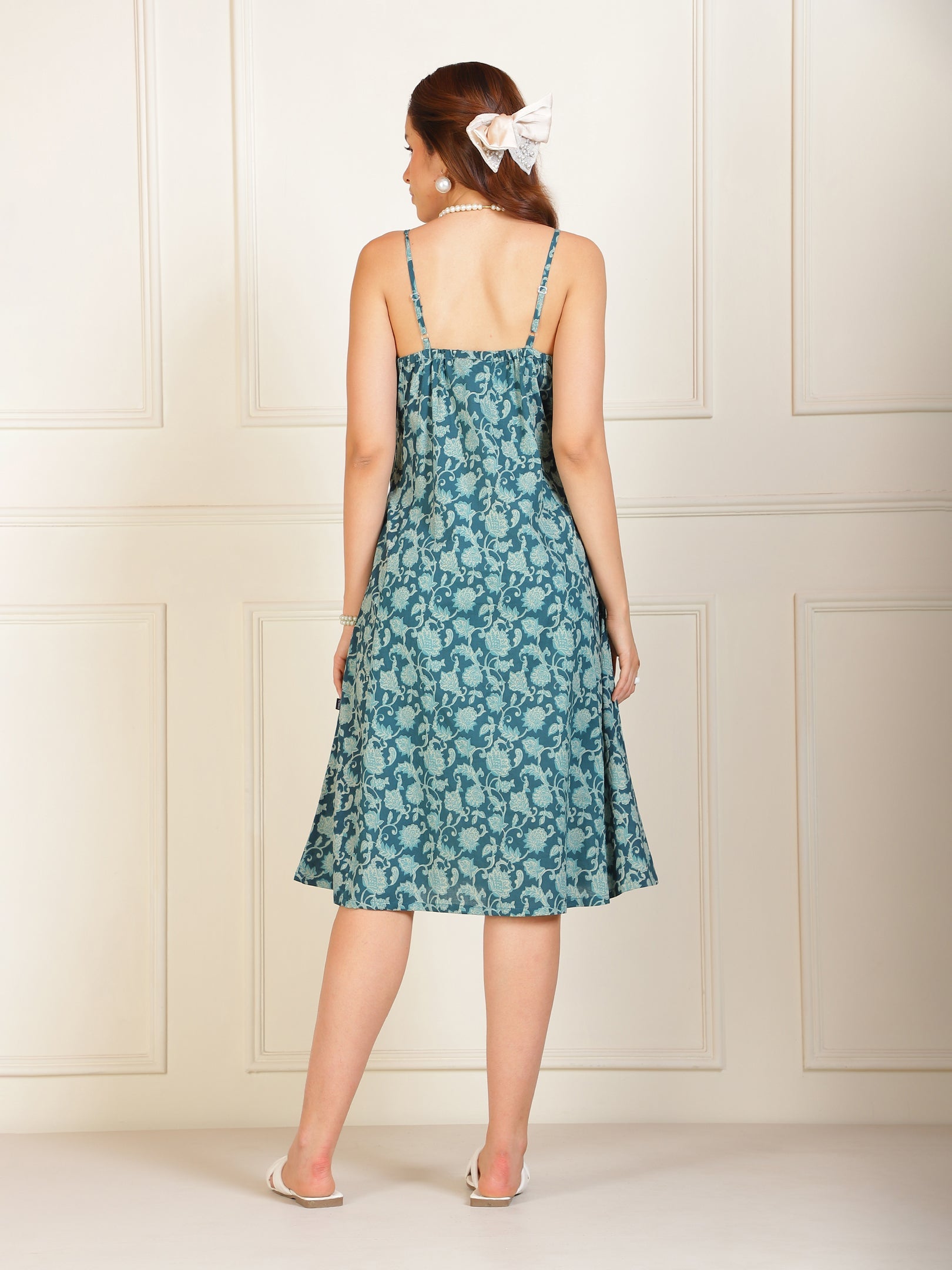 Blue Strapy Printed Dress Sanaita