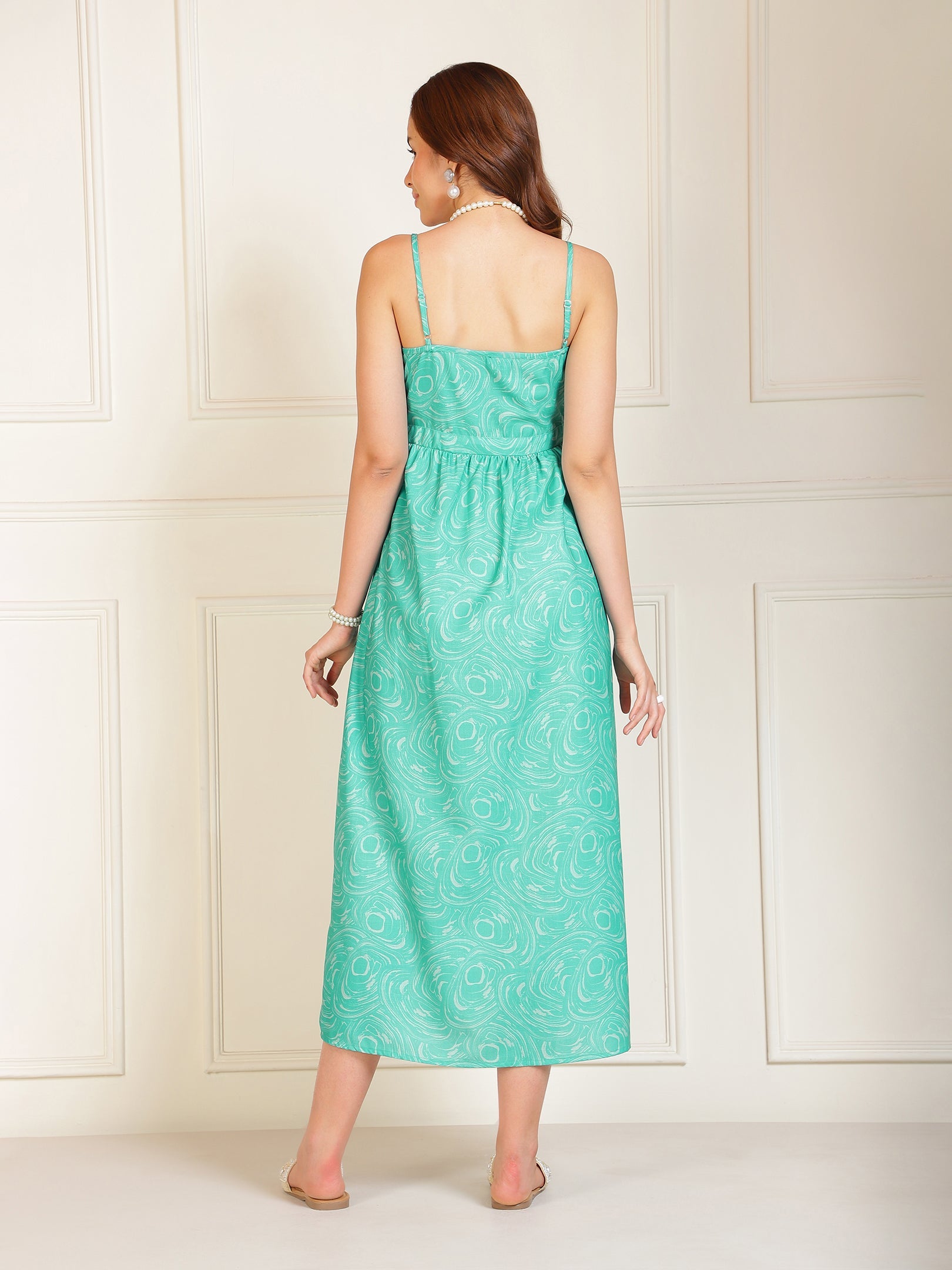 Blue Floral Printed Strappy Dress Sanaita