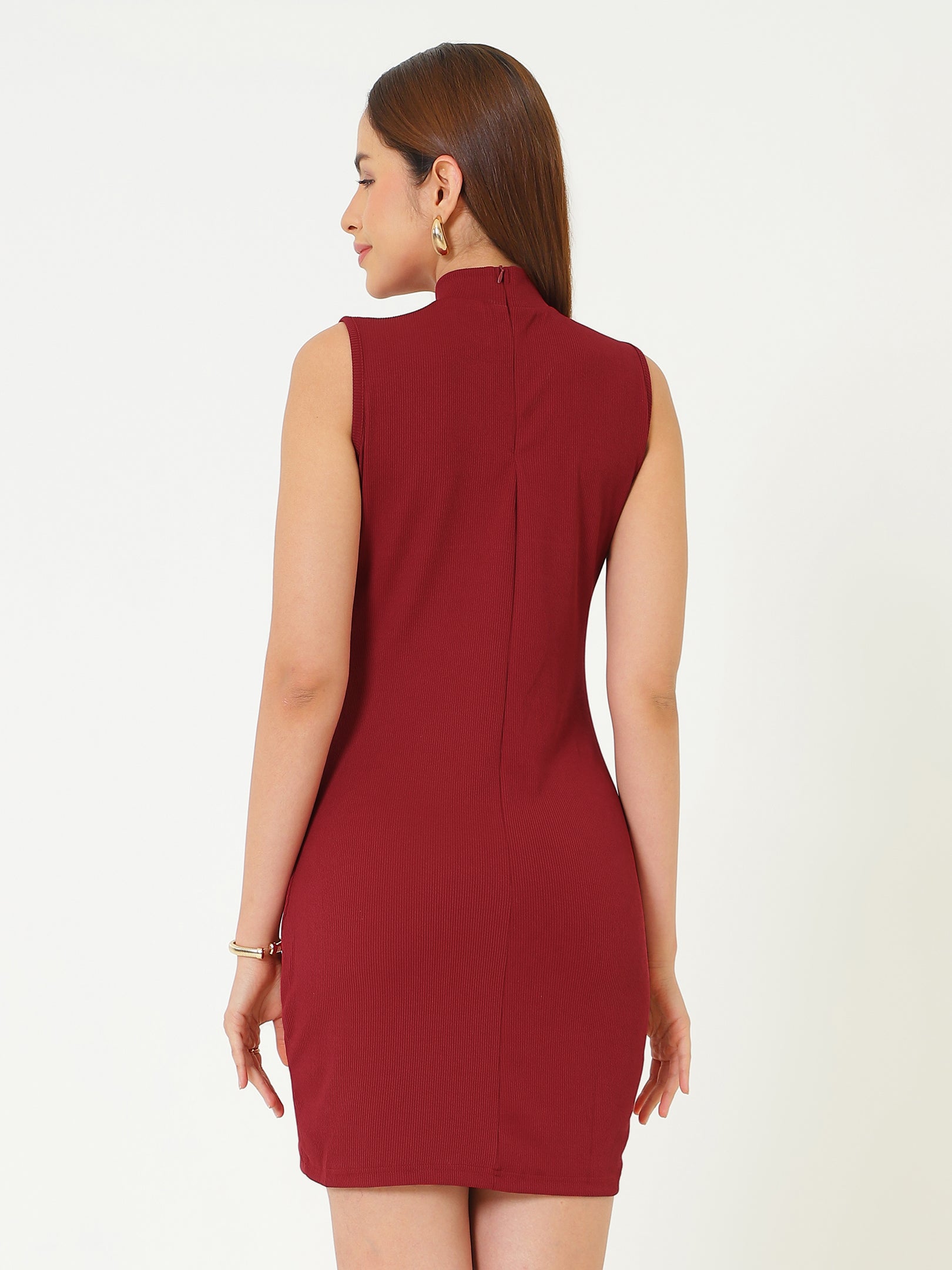 Maroon Bodycon Dress Sanaita