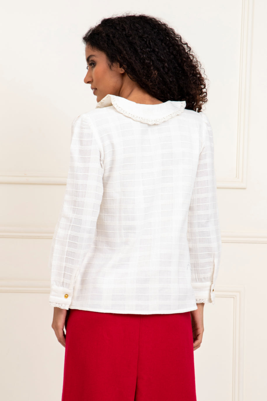 Scallop Collar and Placket Blouse Sanaita