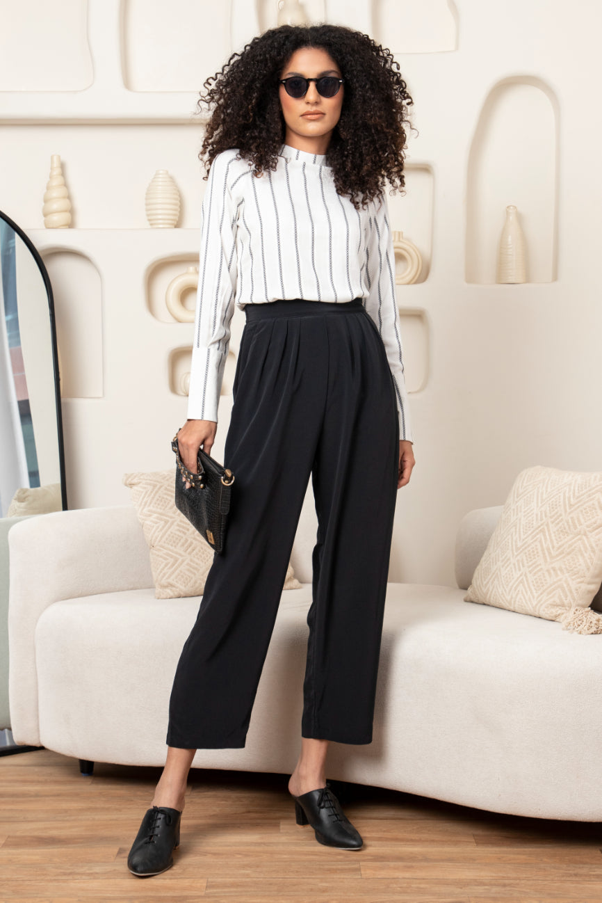 White Jacquard Stripe Top Sanaita