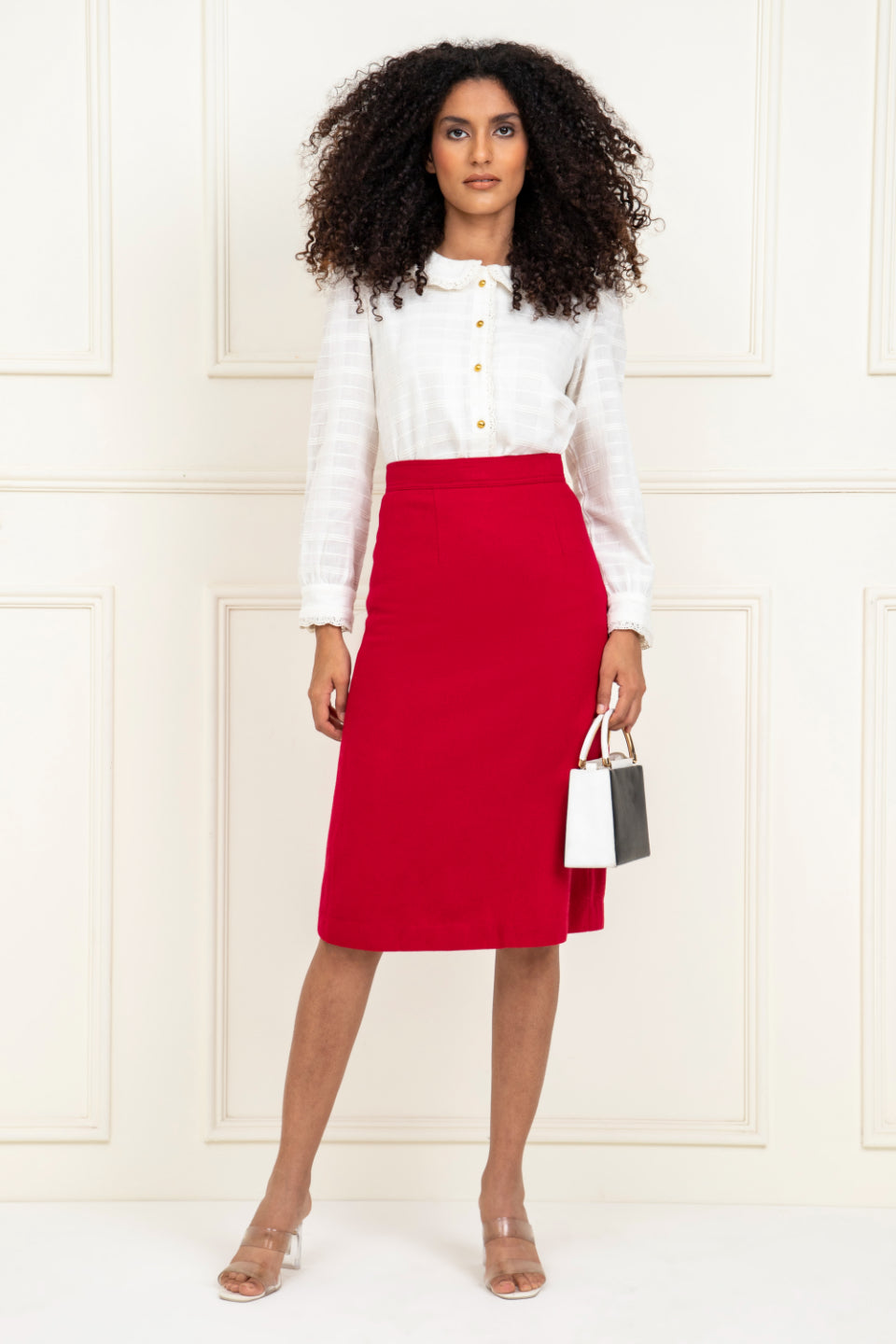 Scallop Collar and Placket Blouse Sanaita