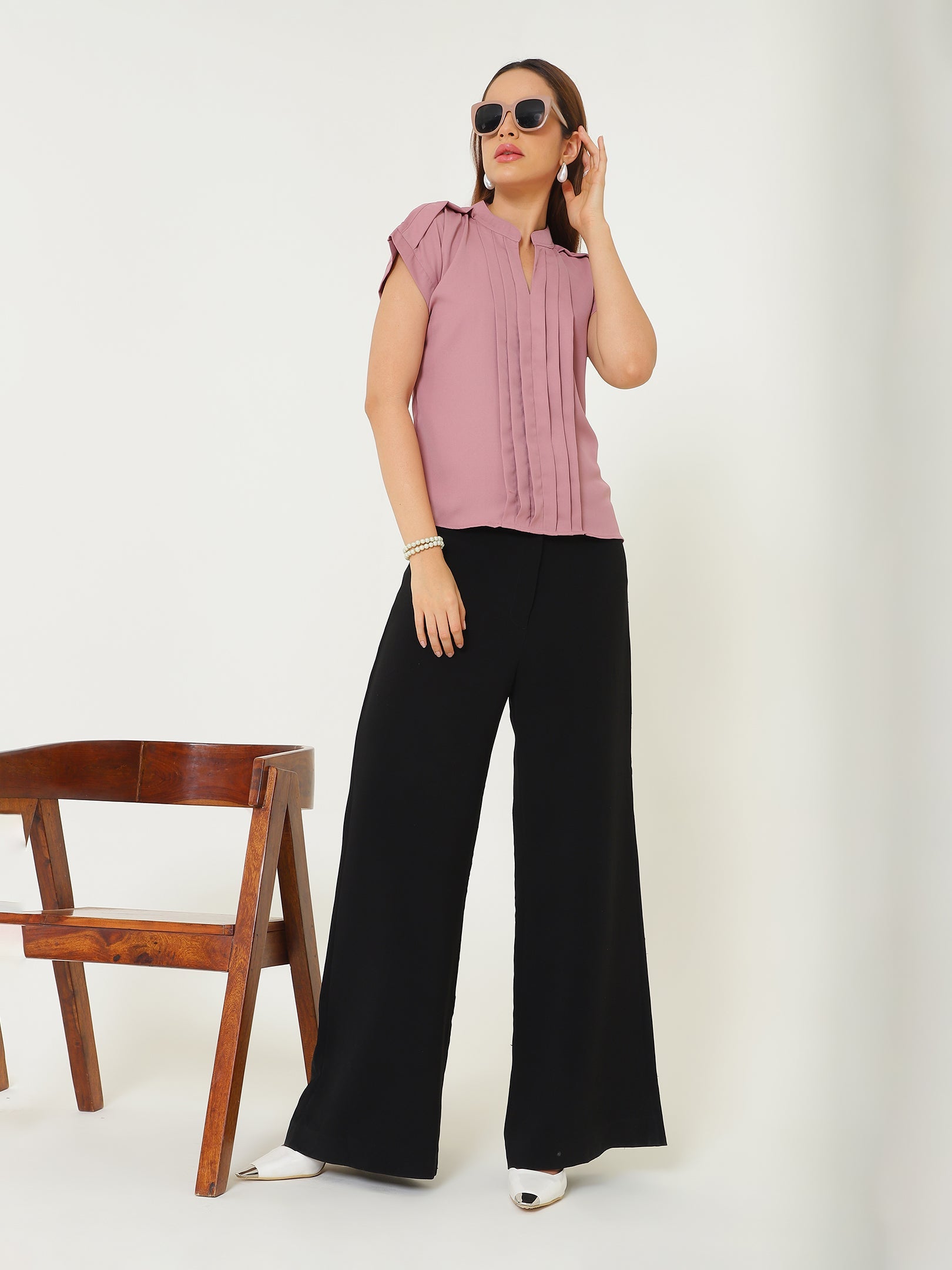 Pink Pleated Blouse Sanaita