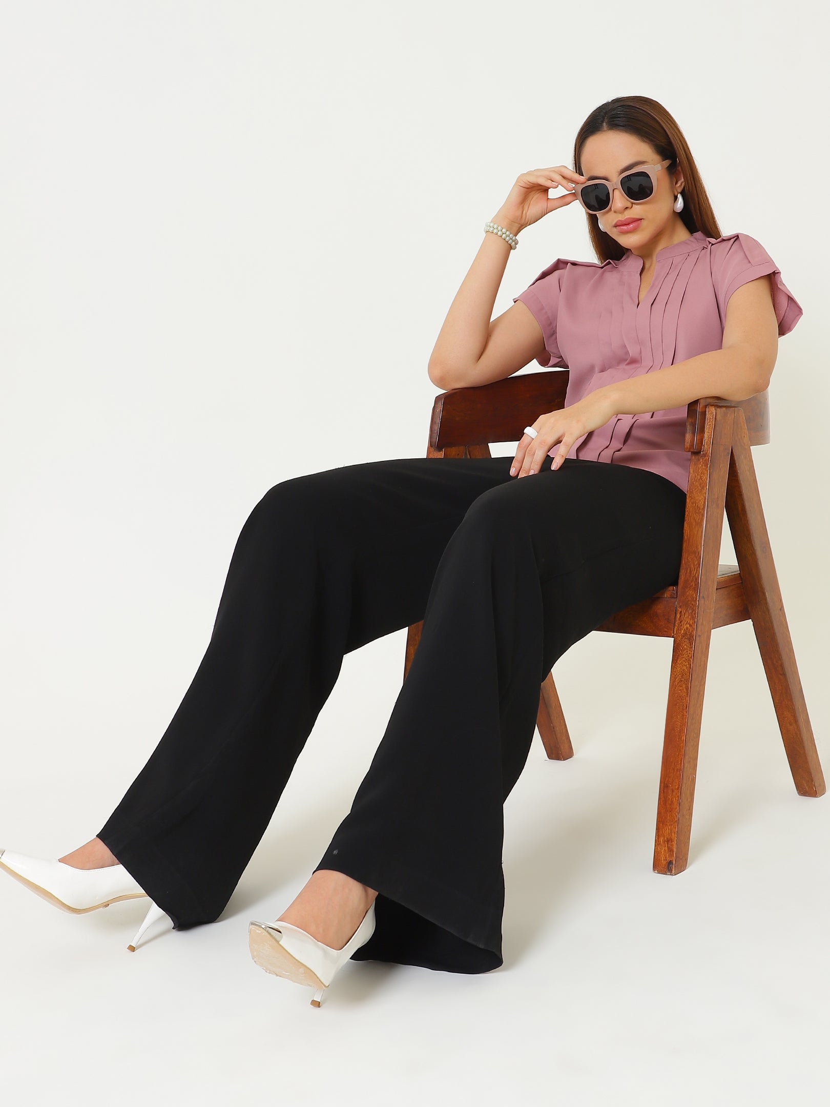 Pink Pleated Blouse Sanaita