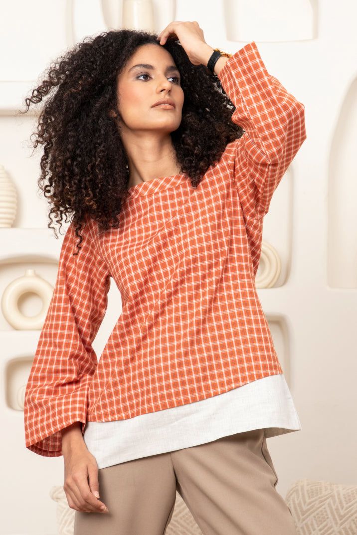 Double Layer Check Top Sanaita