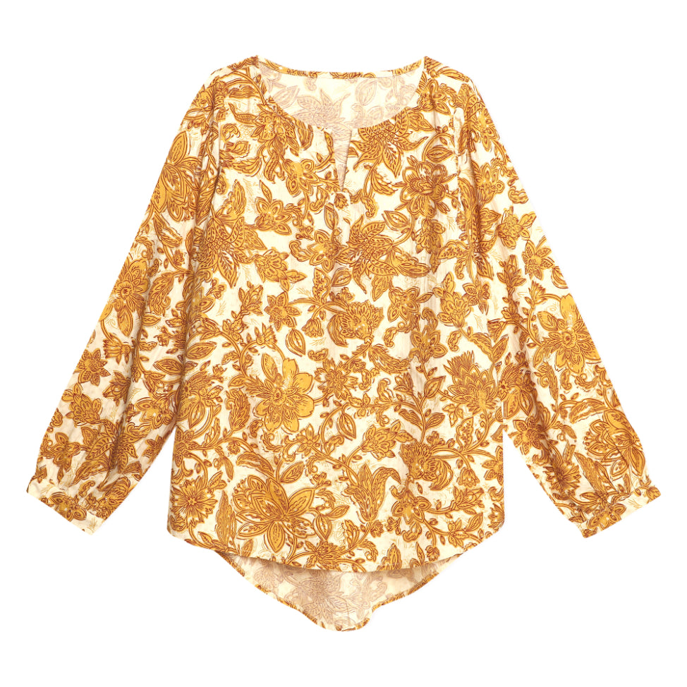 Yellow Printed Boho Top Sanaita
