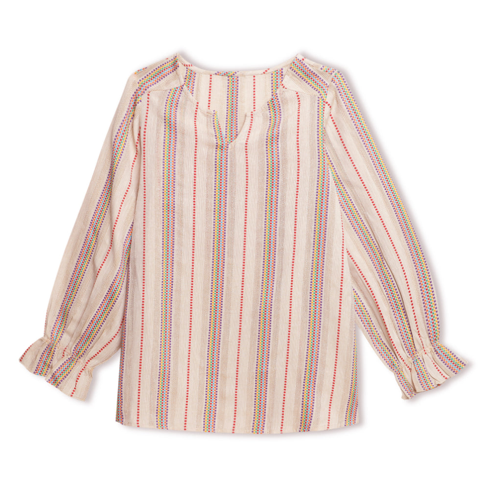 Multi Colour Dobby Textured Beige Top Sanaita