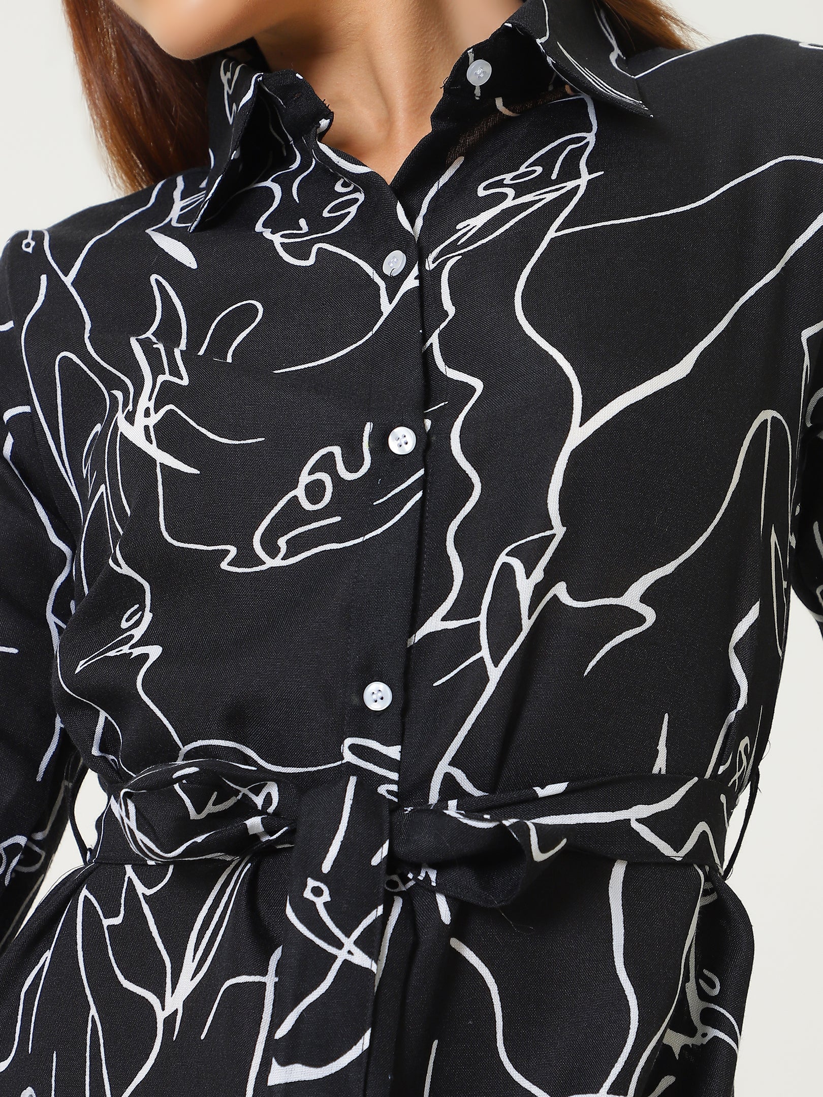 Markble Print Aline Dress Sanaita