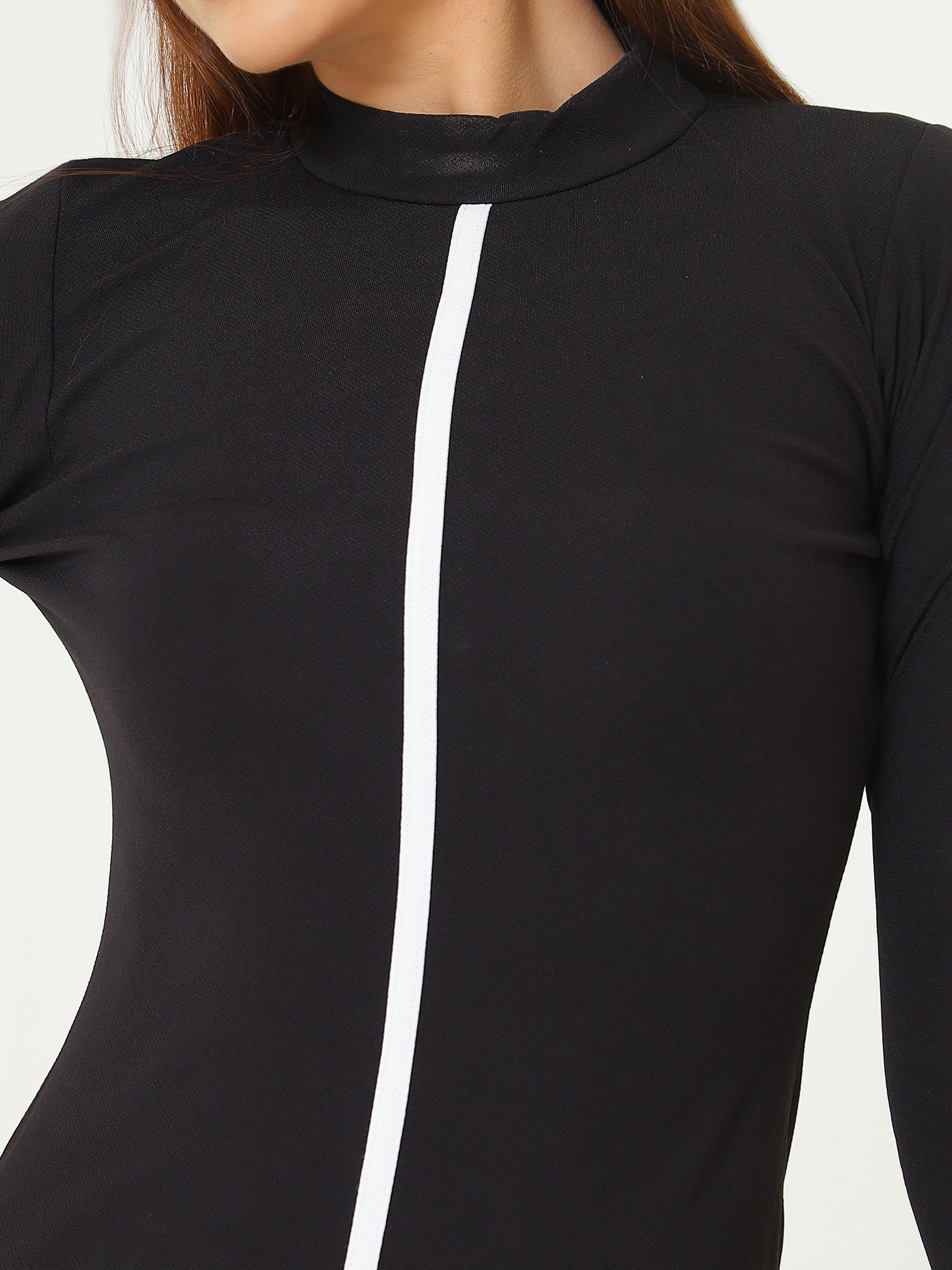 Bodycon Black Dress With White Accent Sanaita