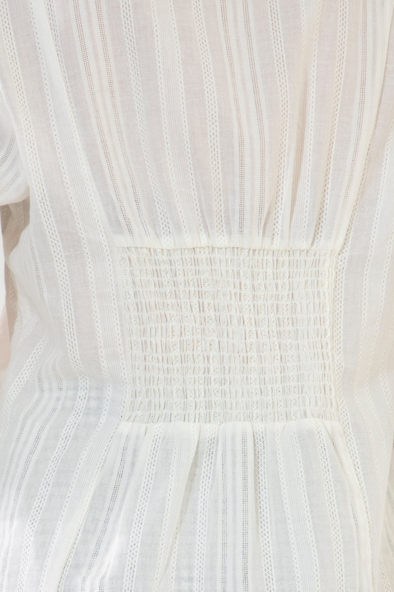 Delicate Dobby Striped Buttoned Blouse Sanaita