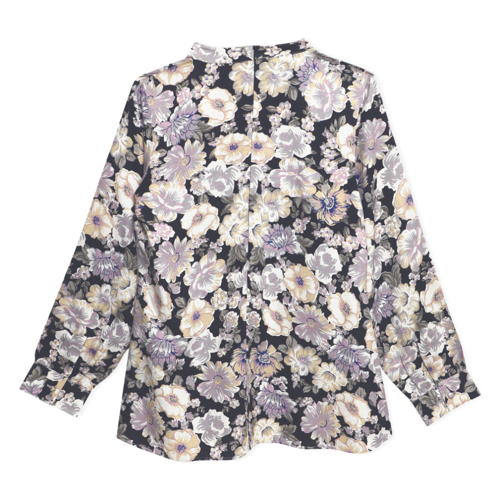 Floral Print Neck Tie Style Top Sanaita