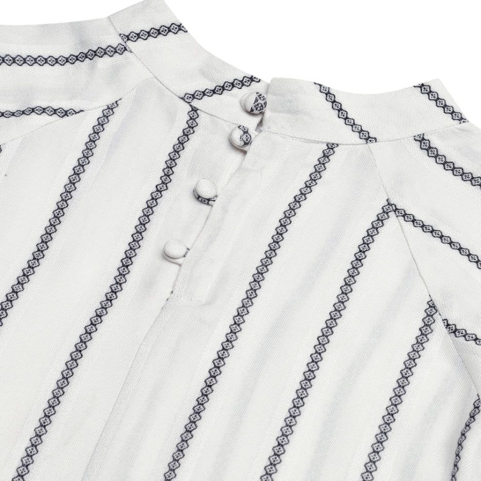 White Jacquard Stripe Top Sanaita
