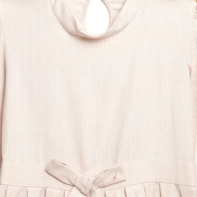 Gingham Check Beige Peplum Sanaita