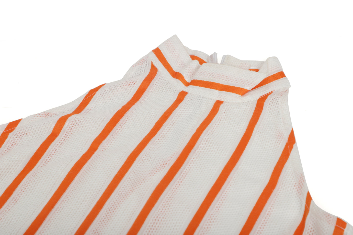 Orange White High Neck Sleeveless Dress Sanaita