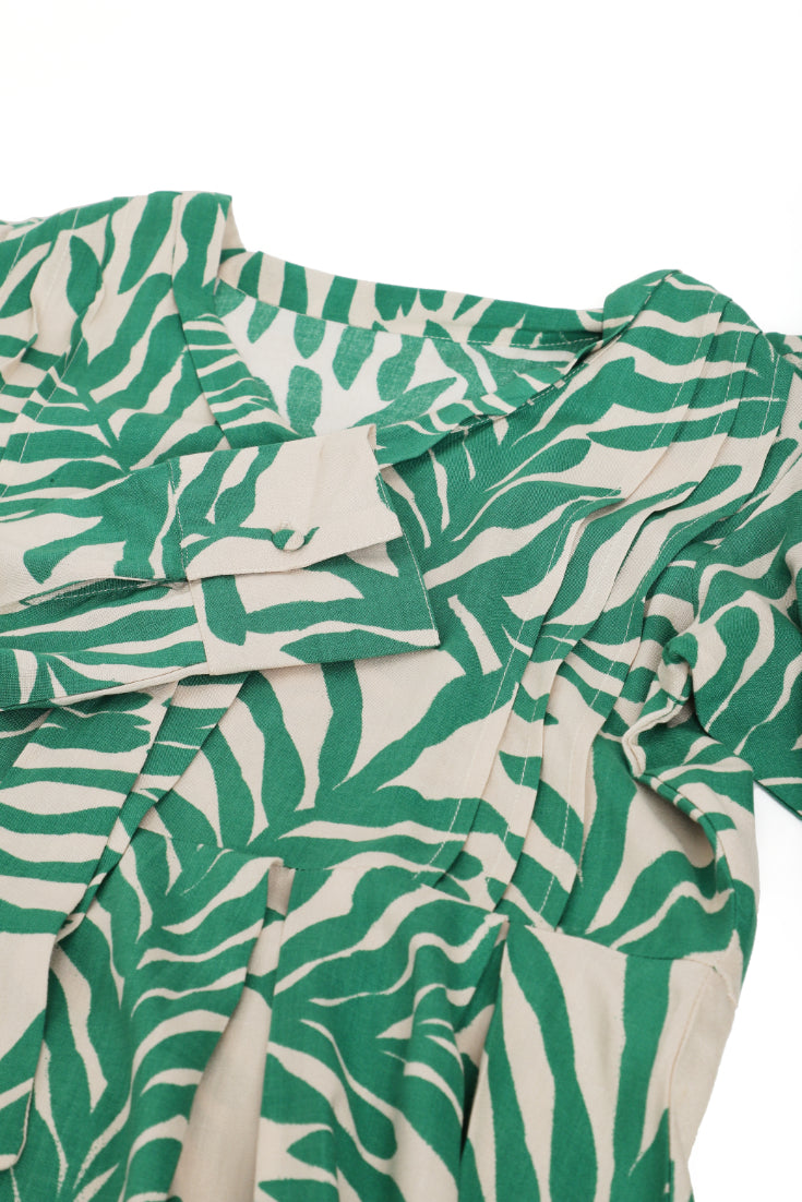 Neck Tieup Tropical Print Flared Dress Sanaita
