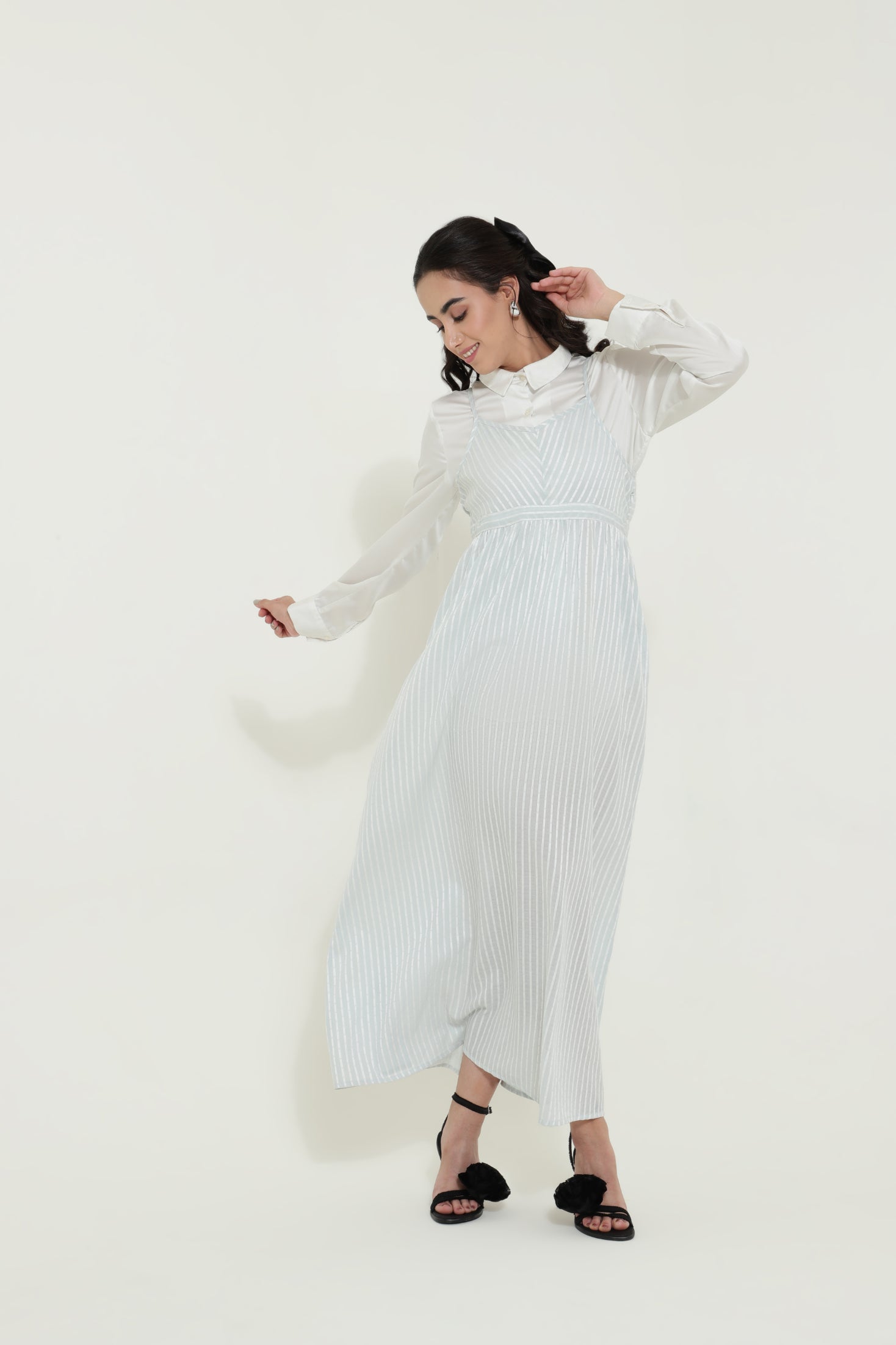 Blue Striped Strappy Summer Dress Sanaita