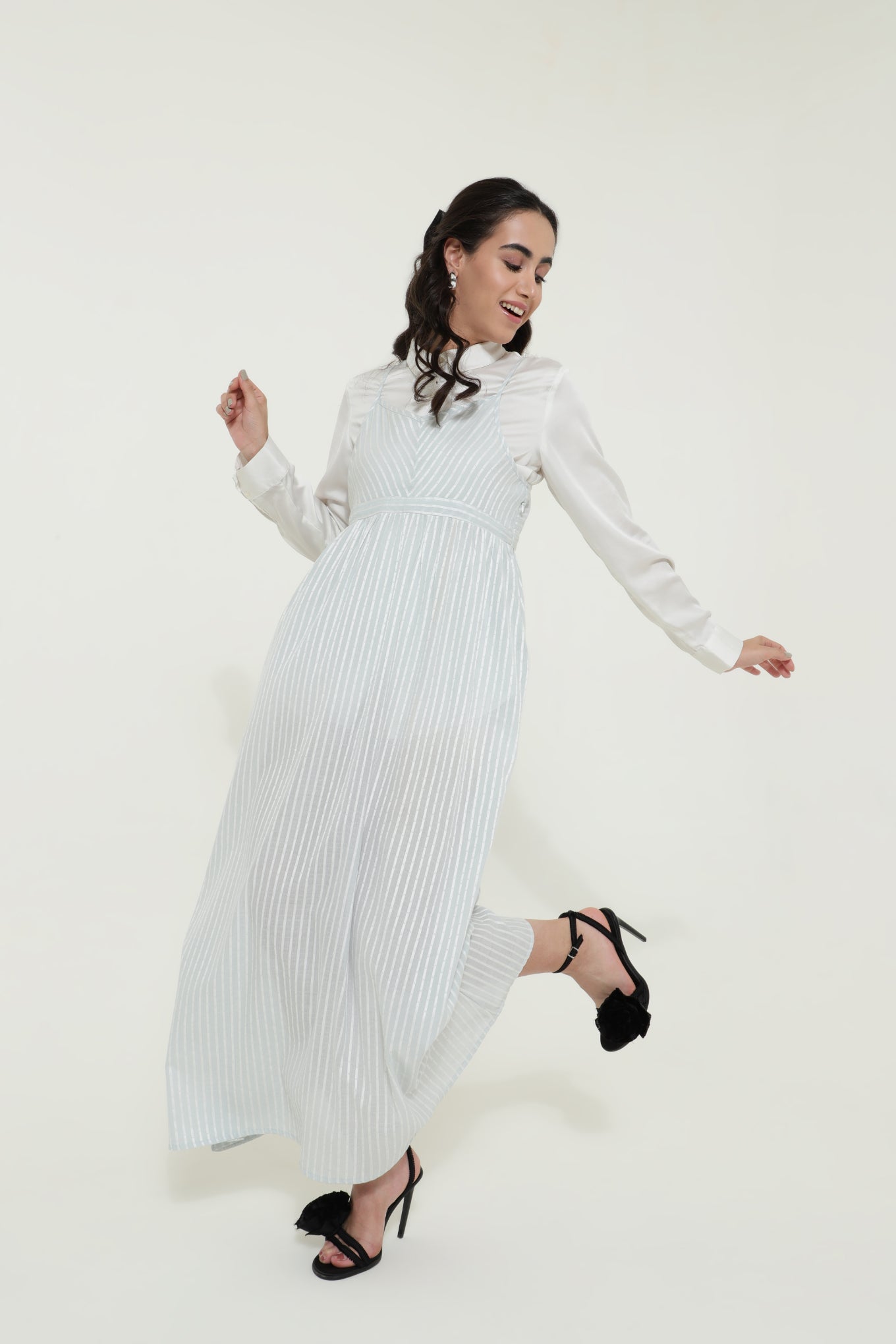 Blue Striped Strappy Summer Dress Sanaita