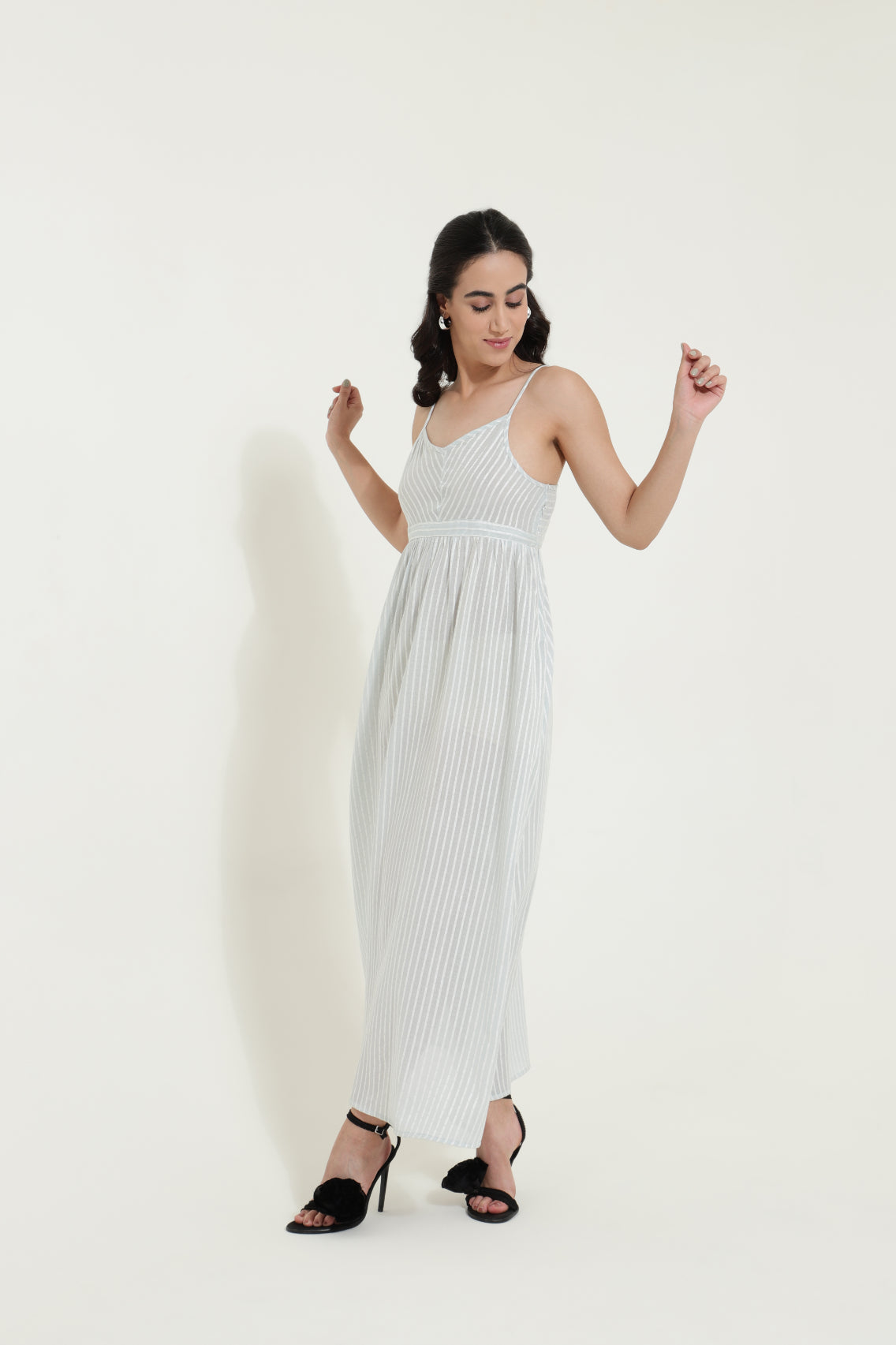Blue Striped Strappy Summer Dress Sanaita