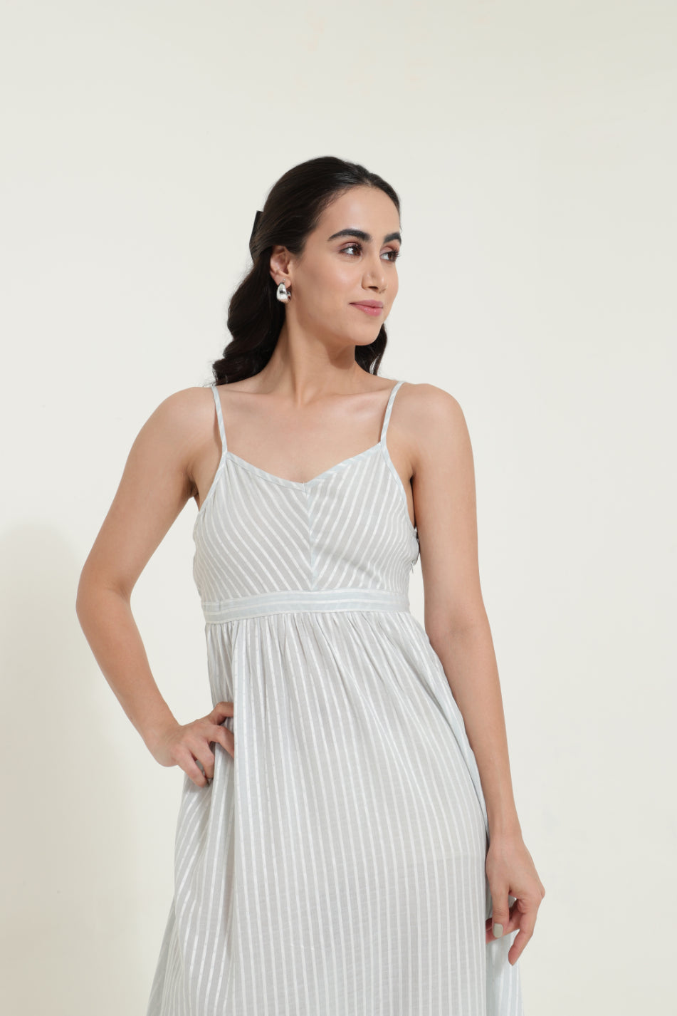 Blue Striped Strappy Summer Dress Sanaita
