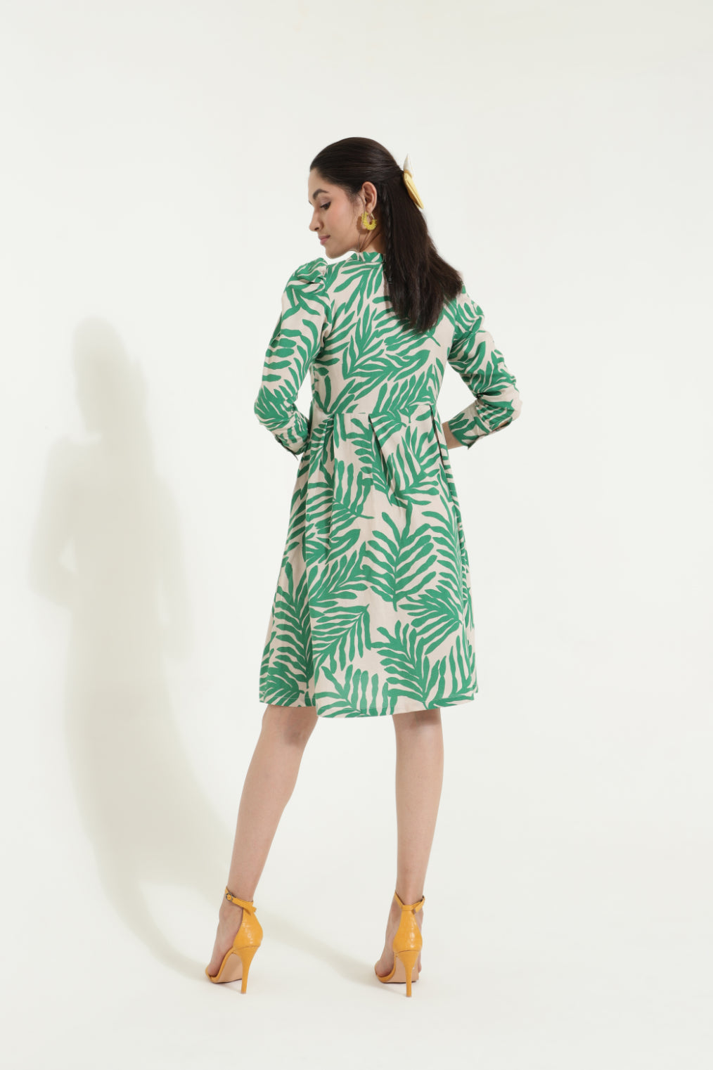 Neck Tieup Tropical Print Flared Dress Sanaita