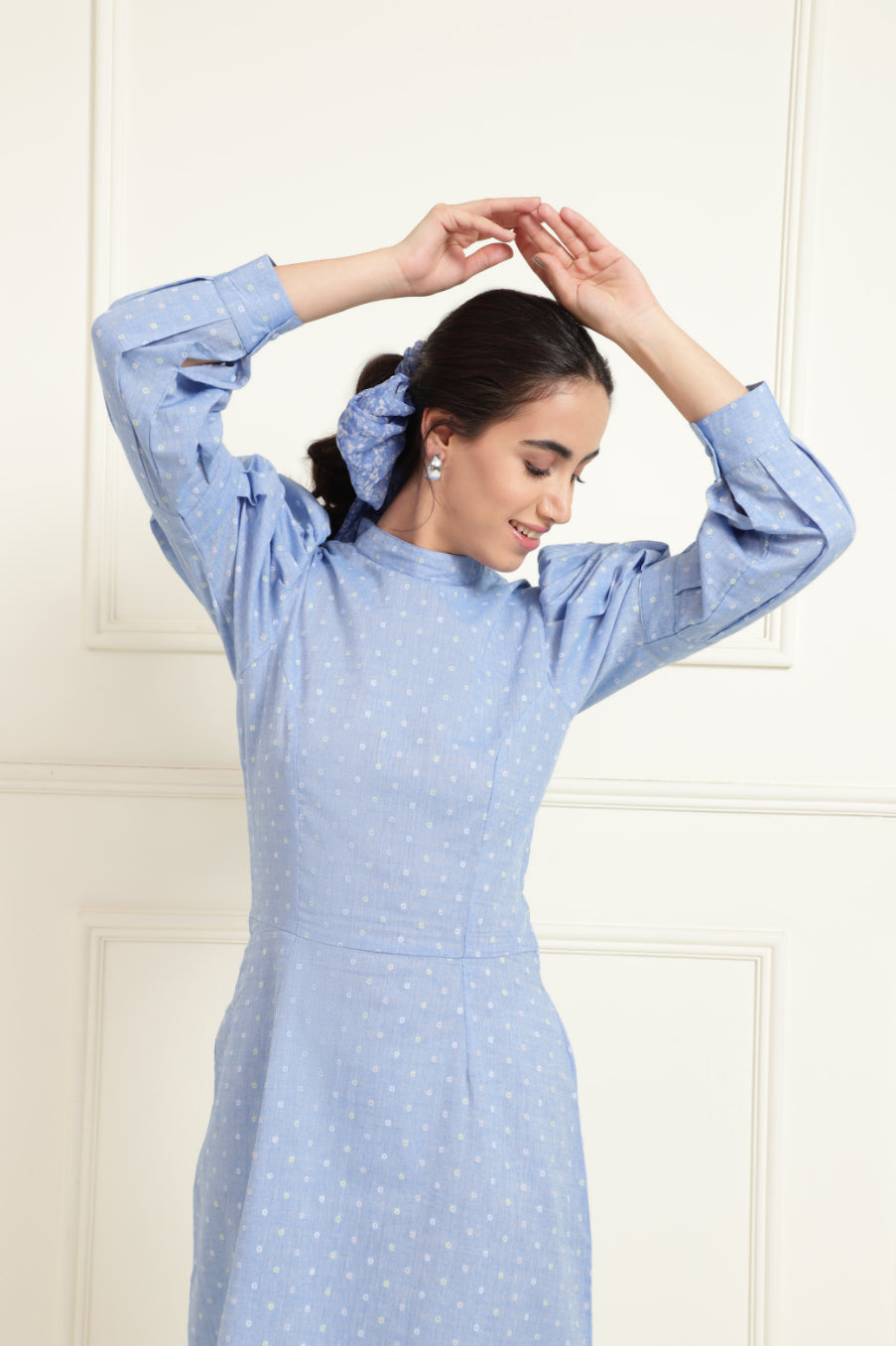 Chambray Dobby Structured Stylised Dress Sanaita