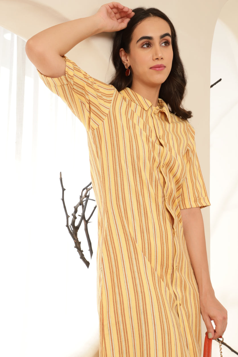 Yellow Striped One piece Dress