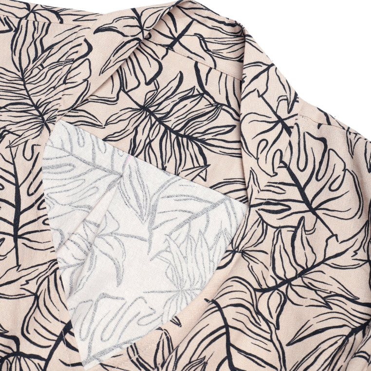 Leafy Beige Flared Sleeve Top Sanaita