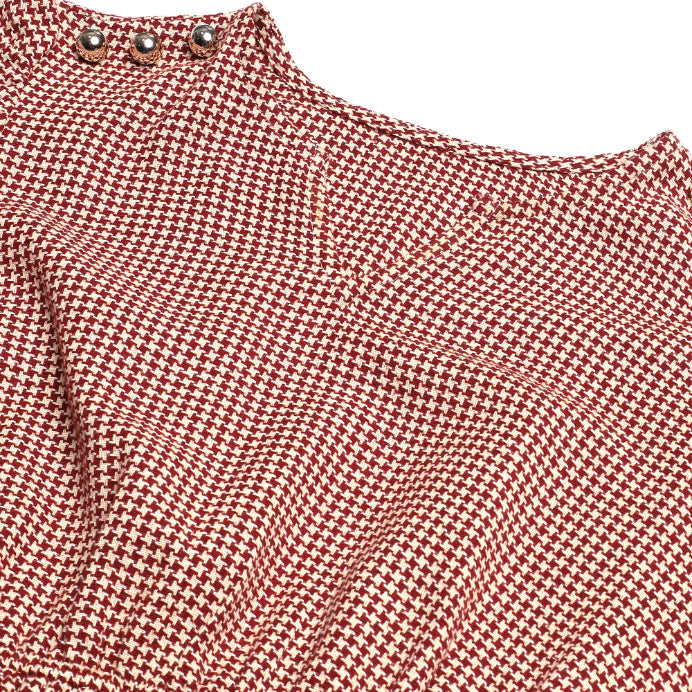 Red Beige Jacquard Peplum Top Sanaita