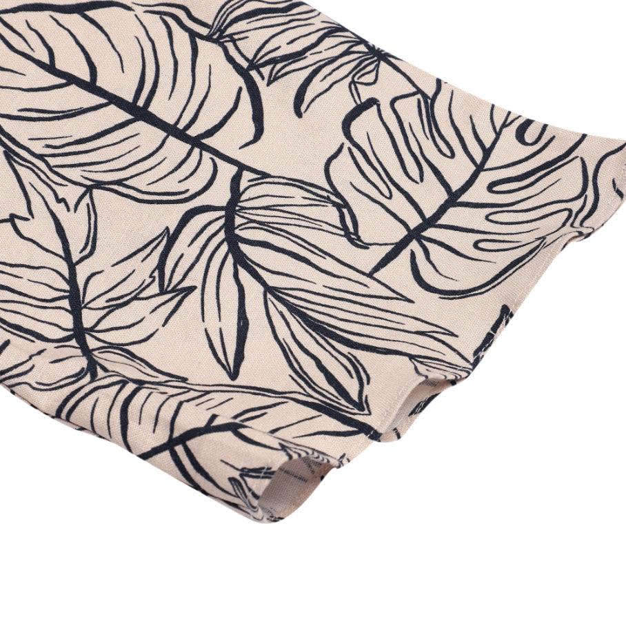 Leafy Beige Flared Sleeve Top Sanaita