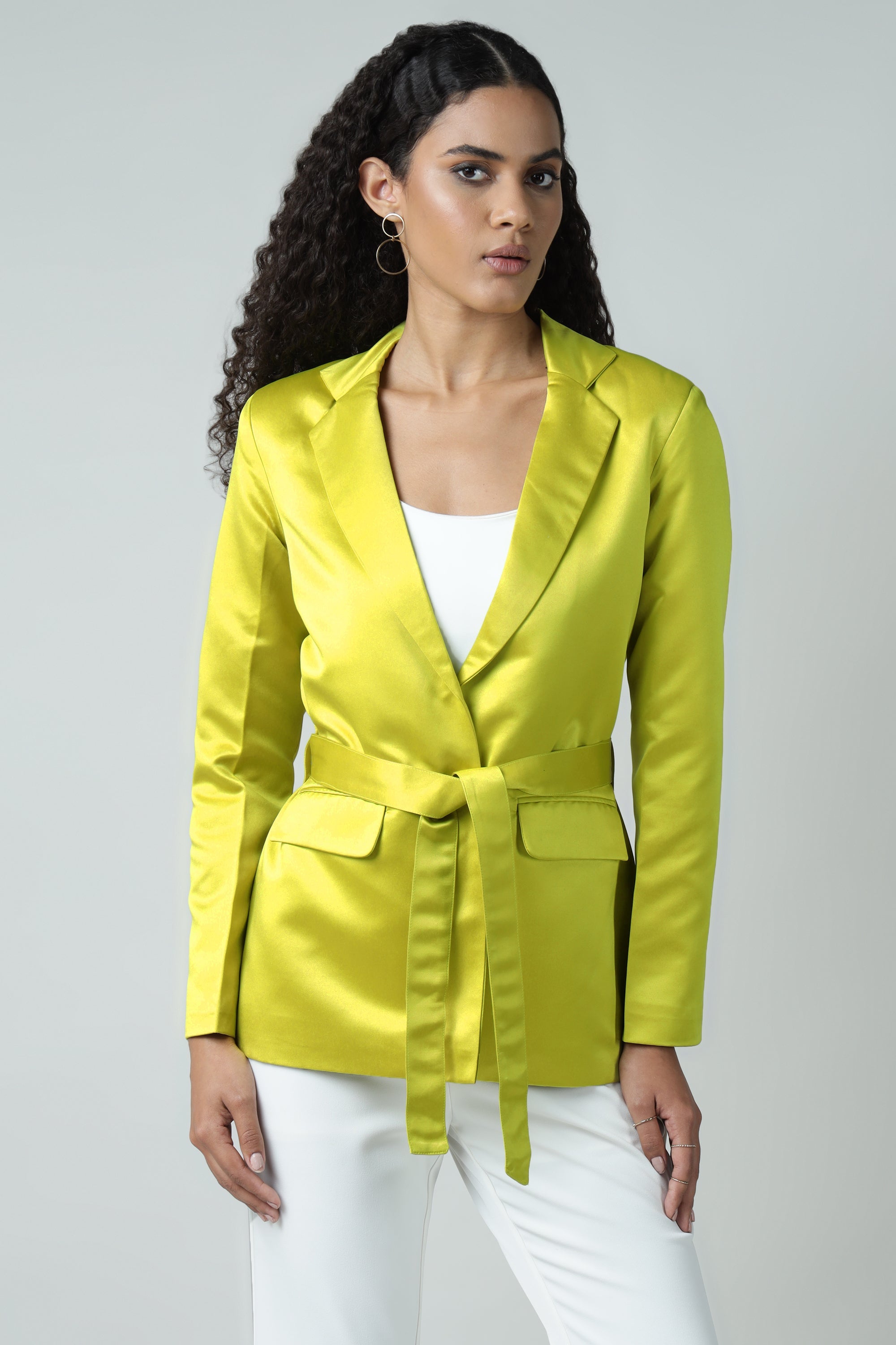Shine Cocktail Yellow Belted Blazer Sanaita