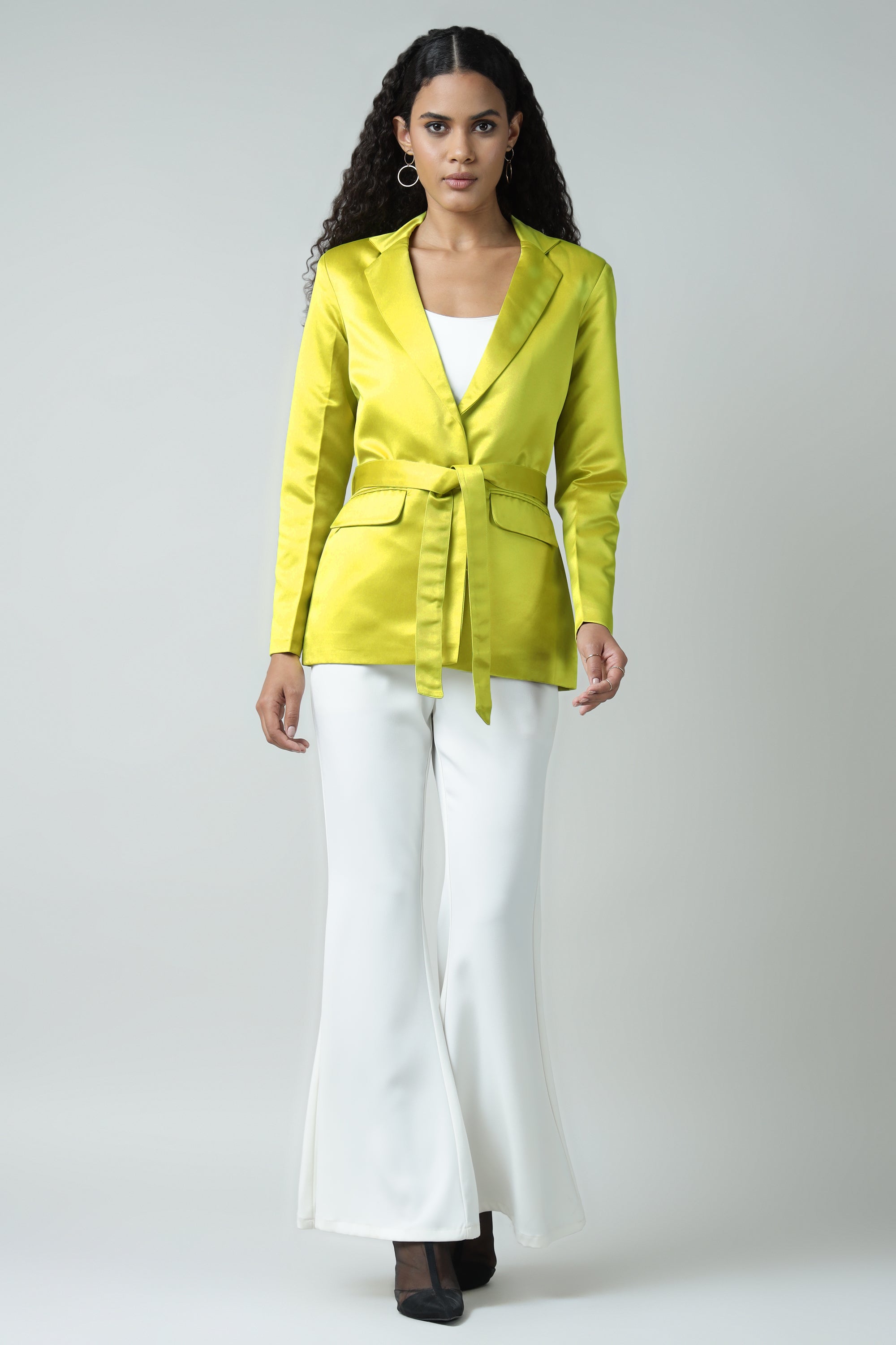Shine Cocktail Yellow Belted Blazer Sanaita
