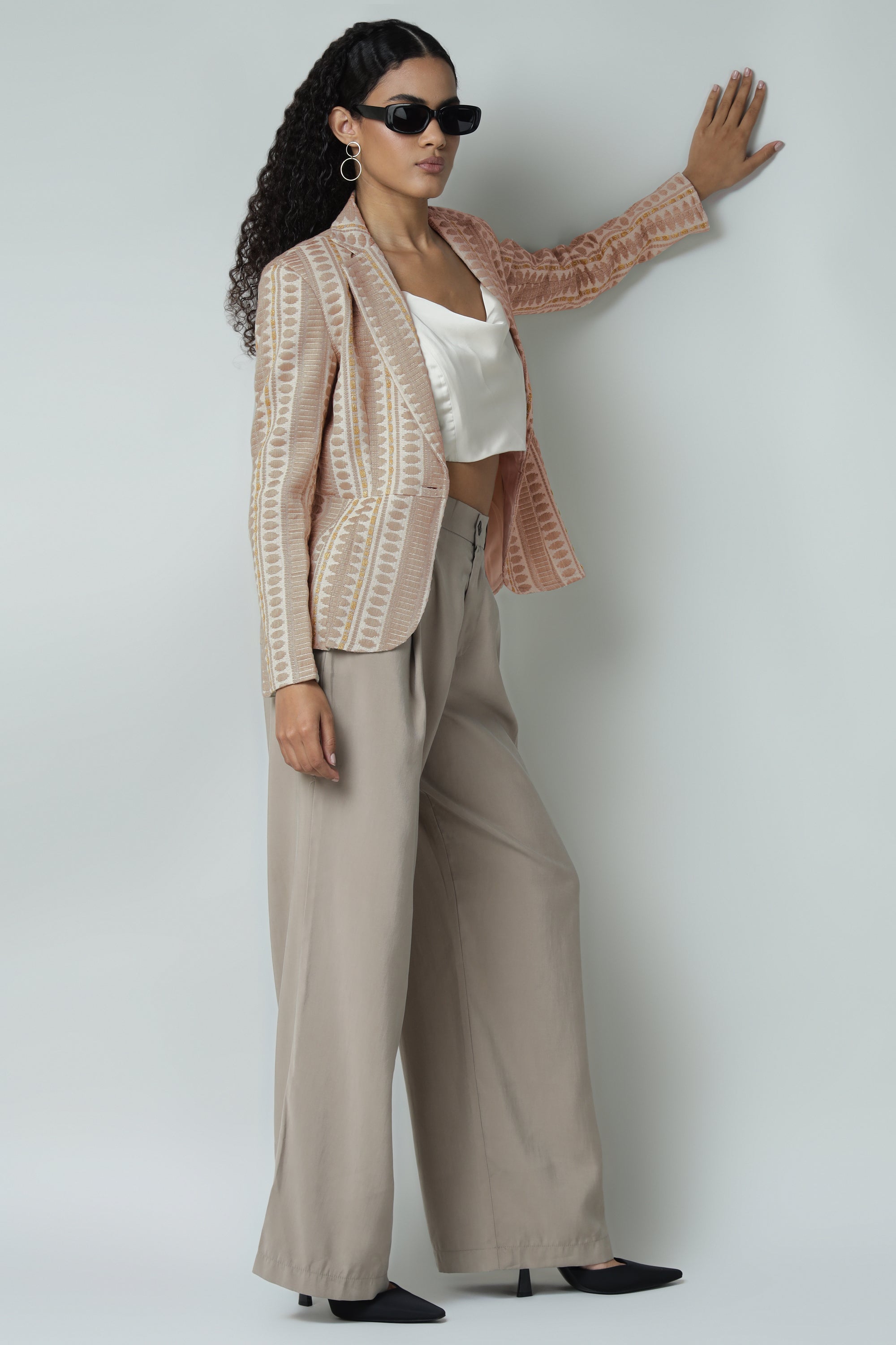 Peplum Jacquard Blazer Sanaita