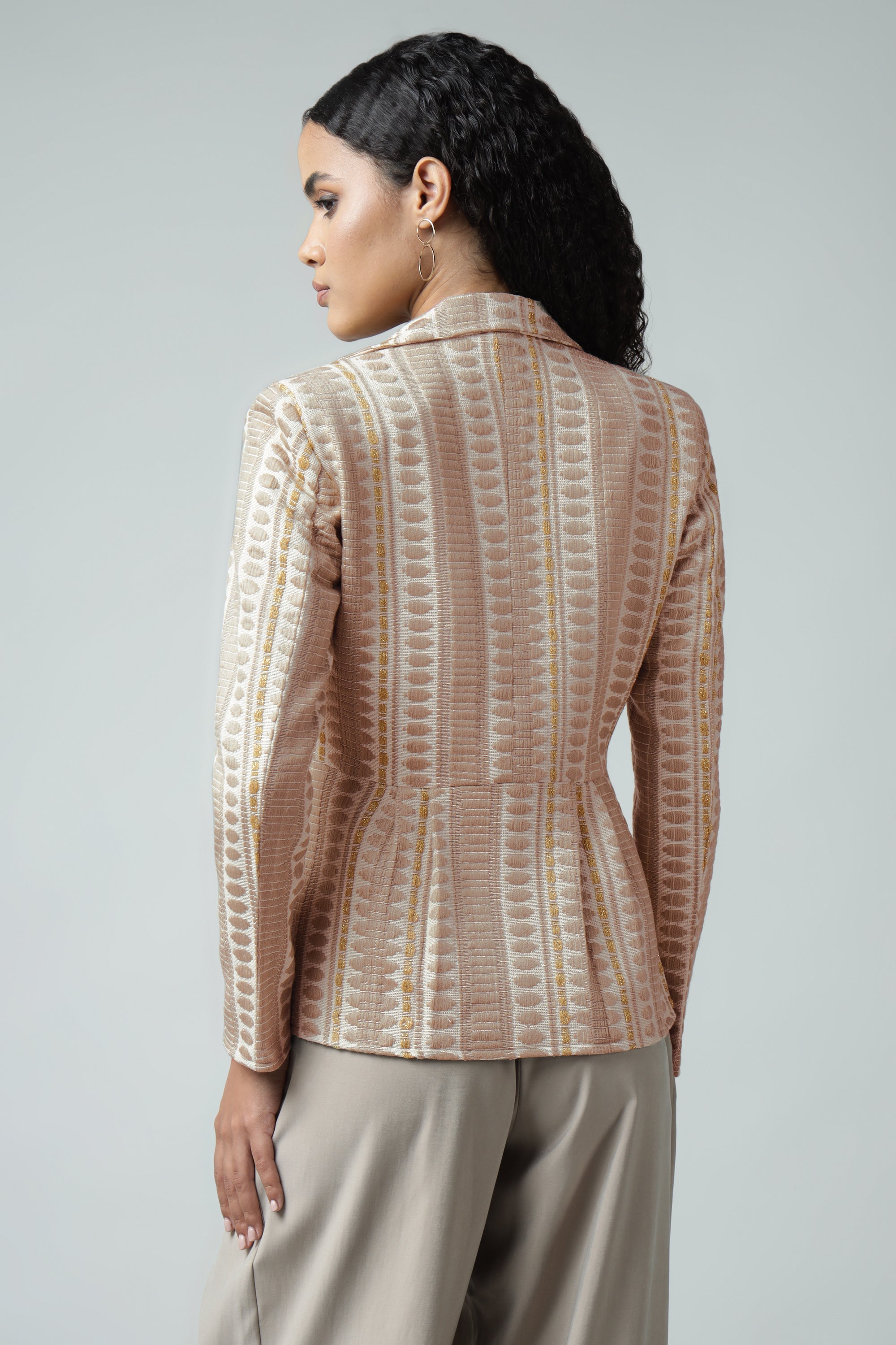 Peplum Jacquard Blazer Sanaita