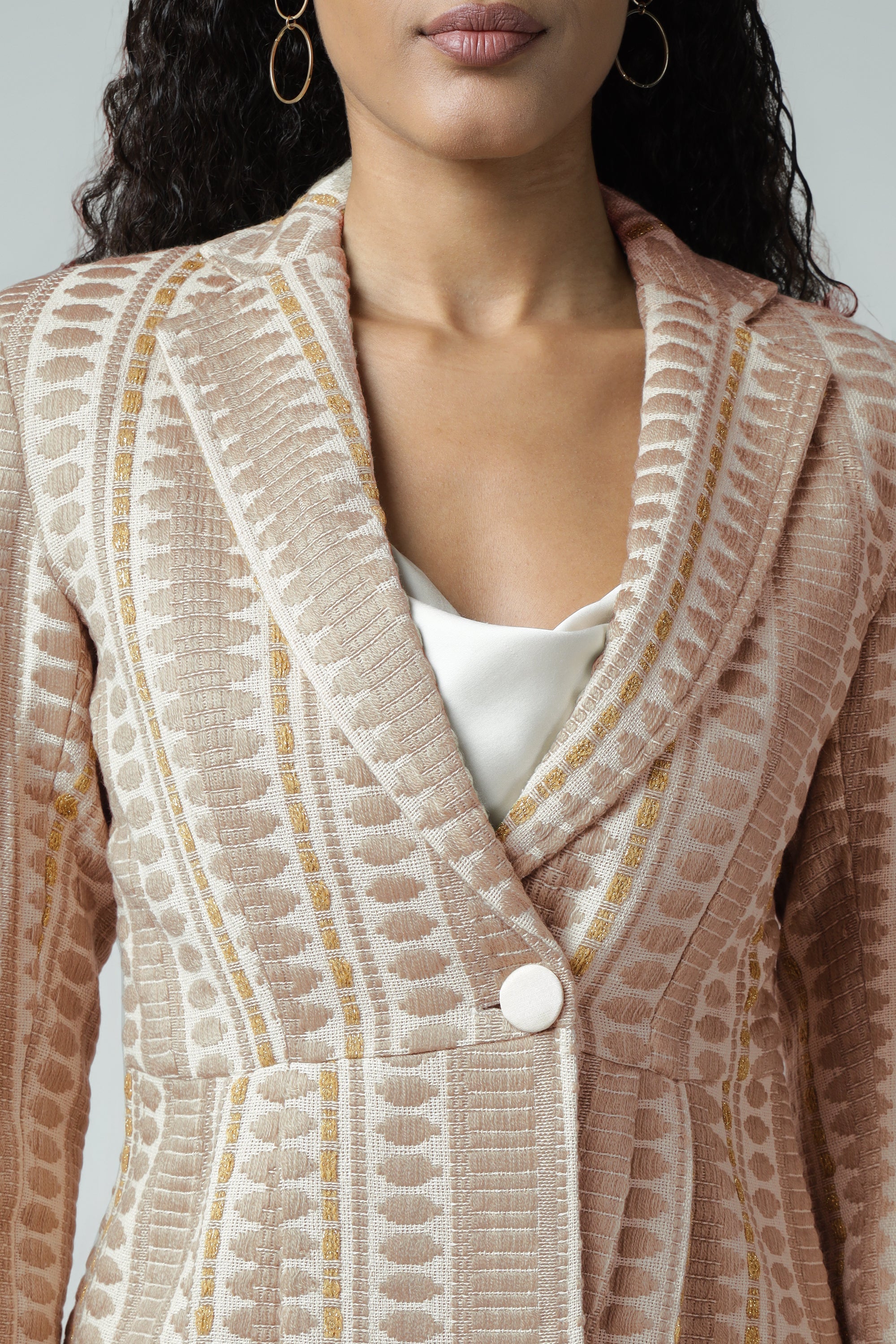 Peplum Jacquard Blazer Sanaita