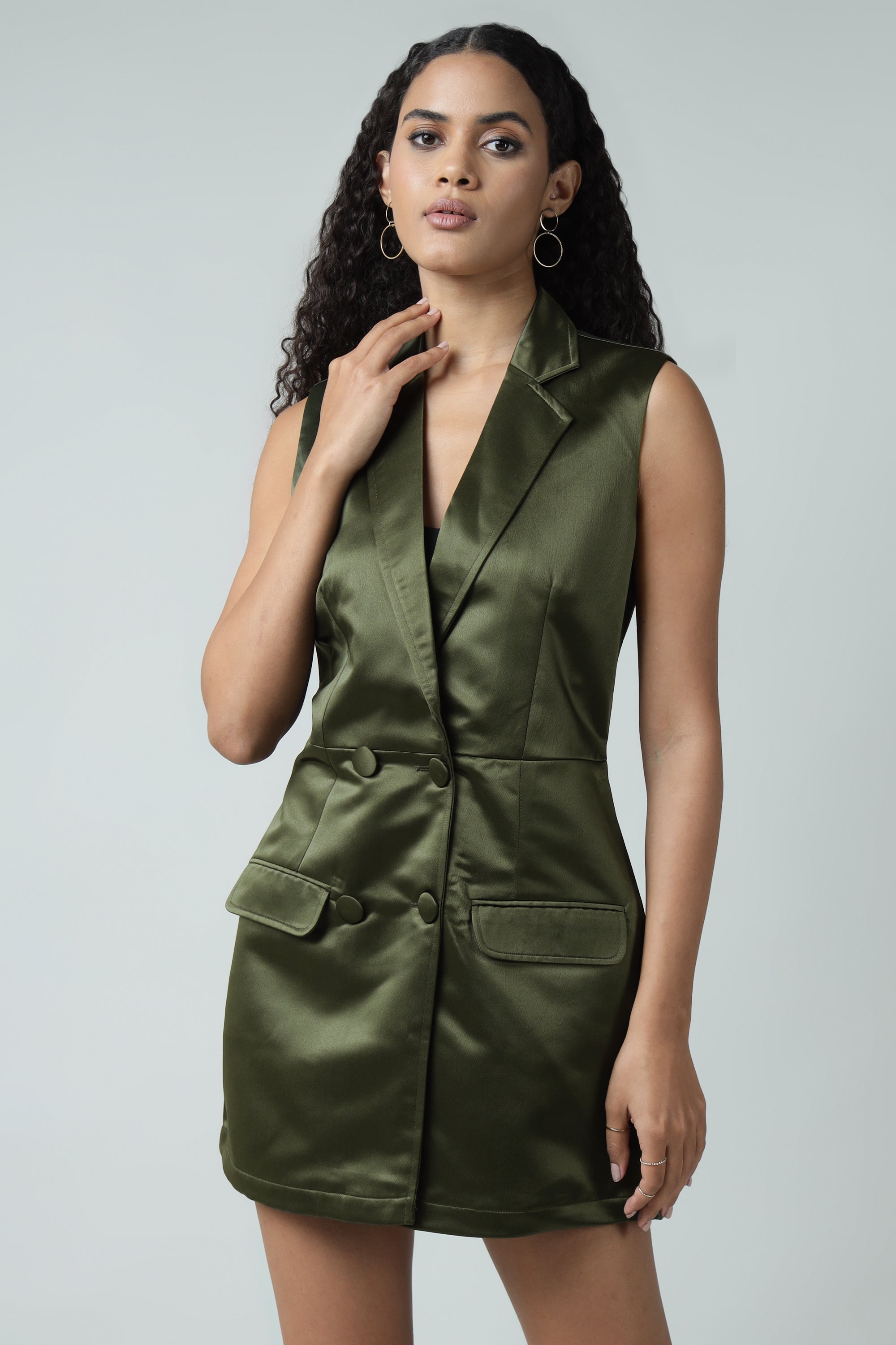 Mud Green Vest Dress Sanaita