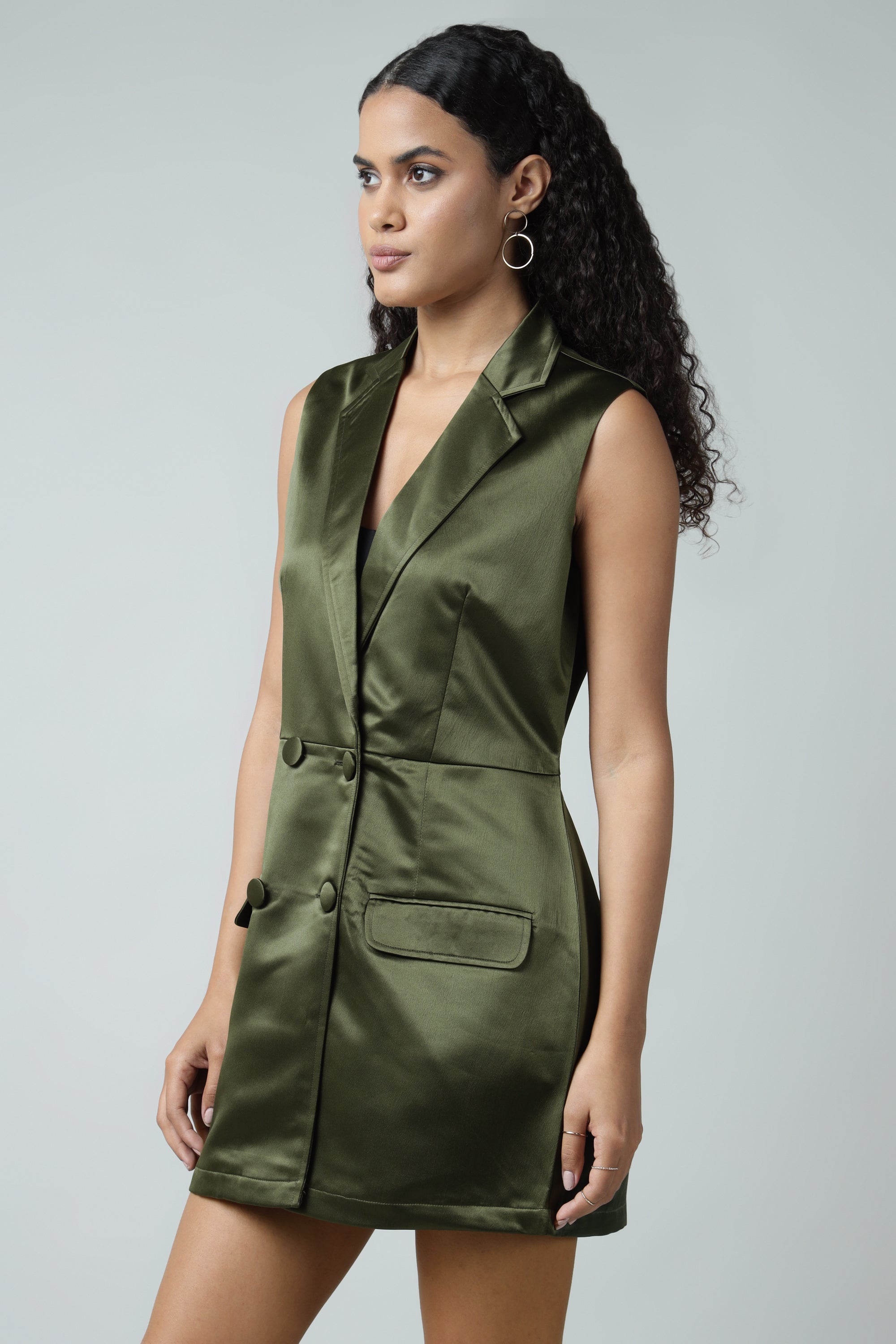 Mud Green Vest Dress Sanaita