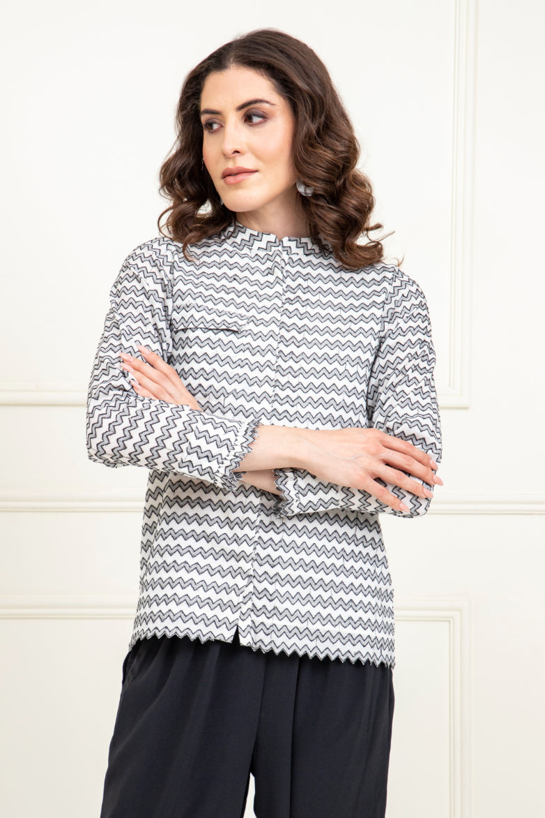 Jacquard Zig Zag Pattern Top Sanaita