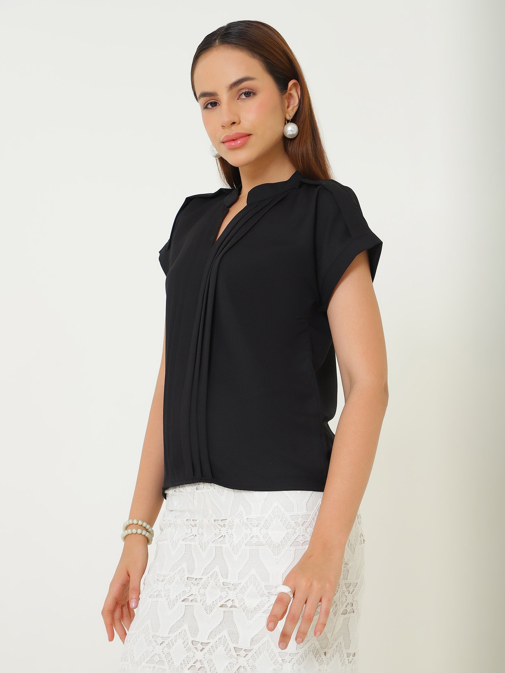 Black Pleated Blouse Sanaita