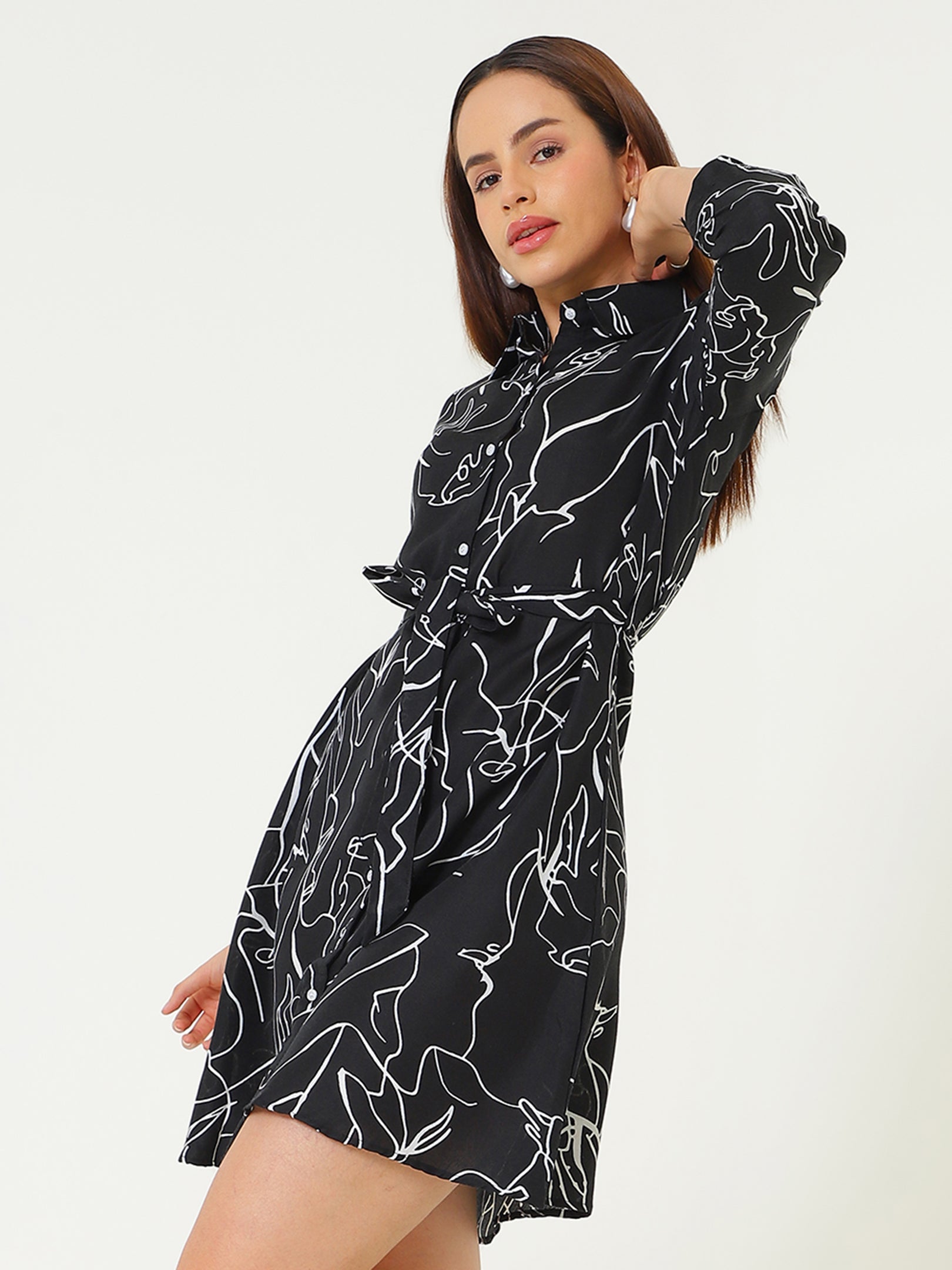 Markble Print Aline Dress Sanaita