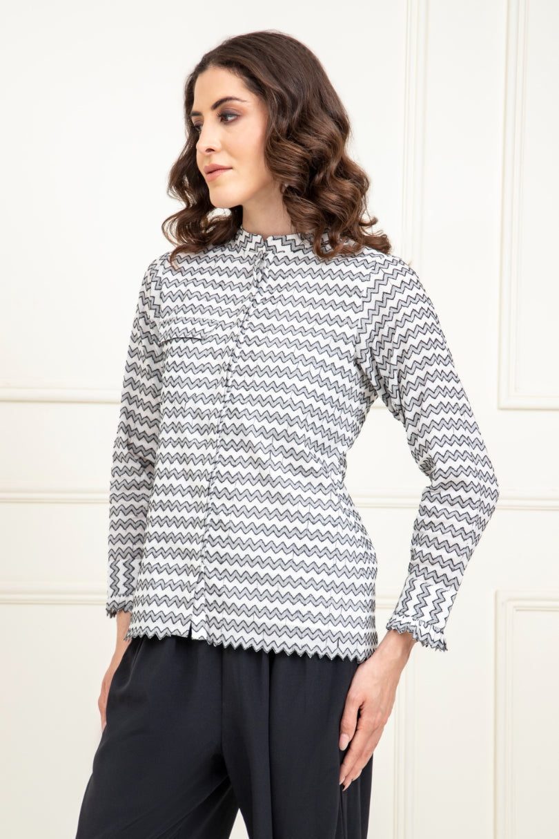 Jacquard Zig Zag Pattern Top Sanaita