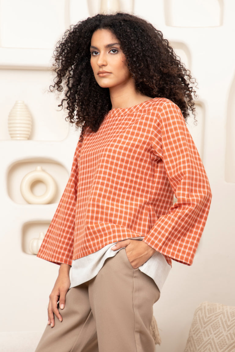 Double Layer Check Top Sanaita