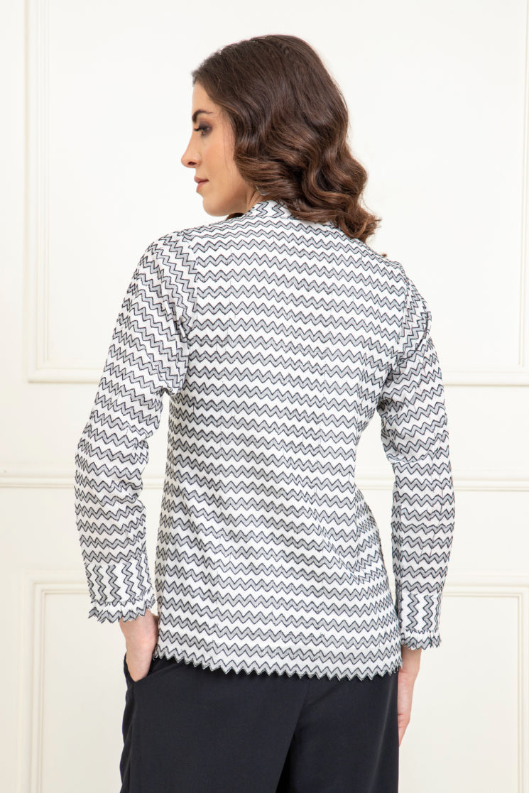 Jacquard Zig Zag Pattern Top Sanaita